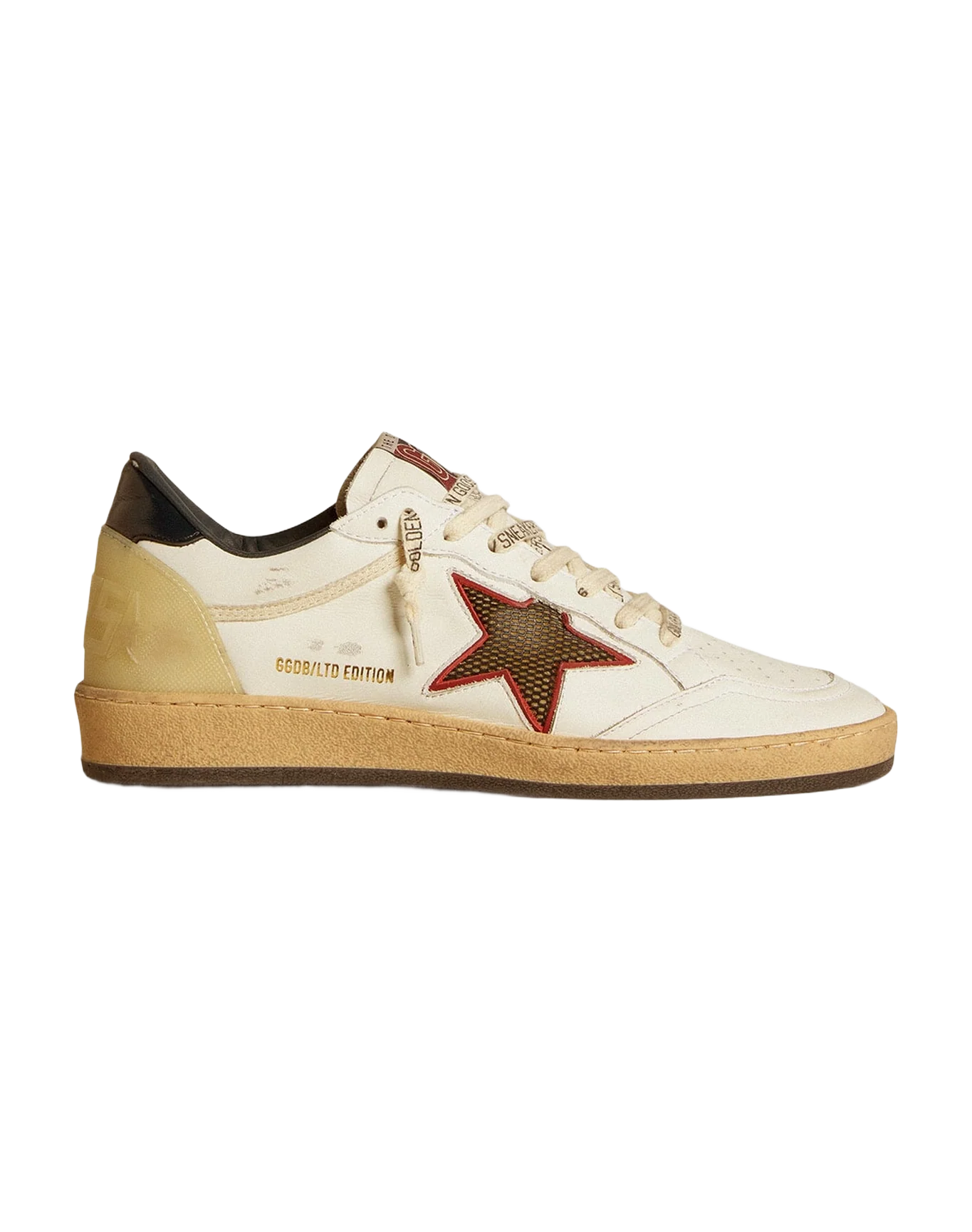 Women | Ball Star Ltd with Mesh Star & Midnight Blue Leather Heel Tab | White x Beige x Blue - Image 7