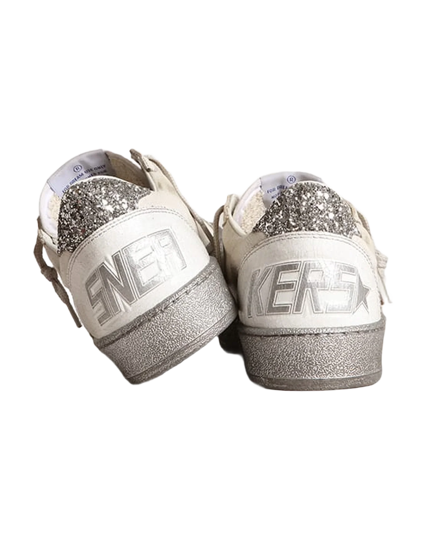 Women | Ball Star Ltd with Silver Glitter Heel Tab & Silver Star | White x Silver - Image 4