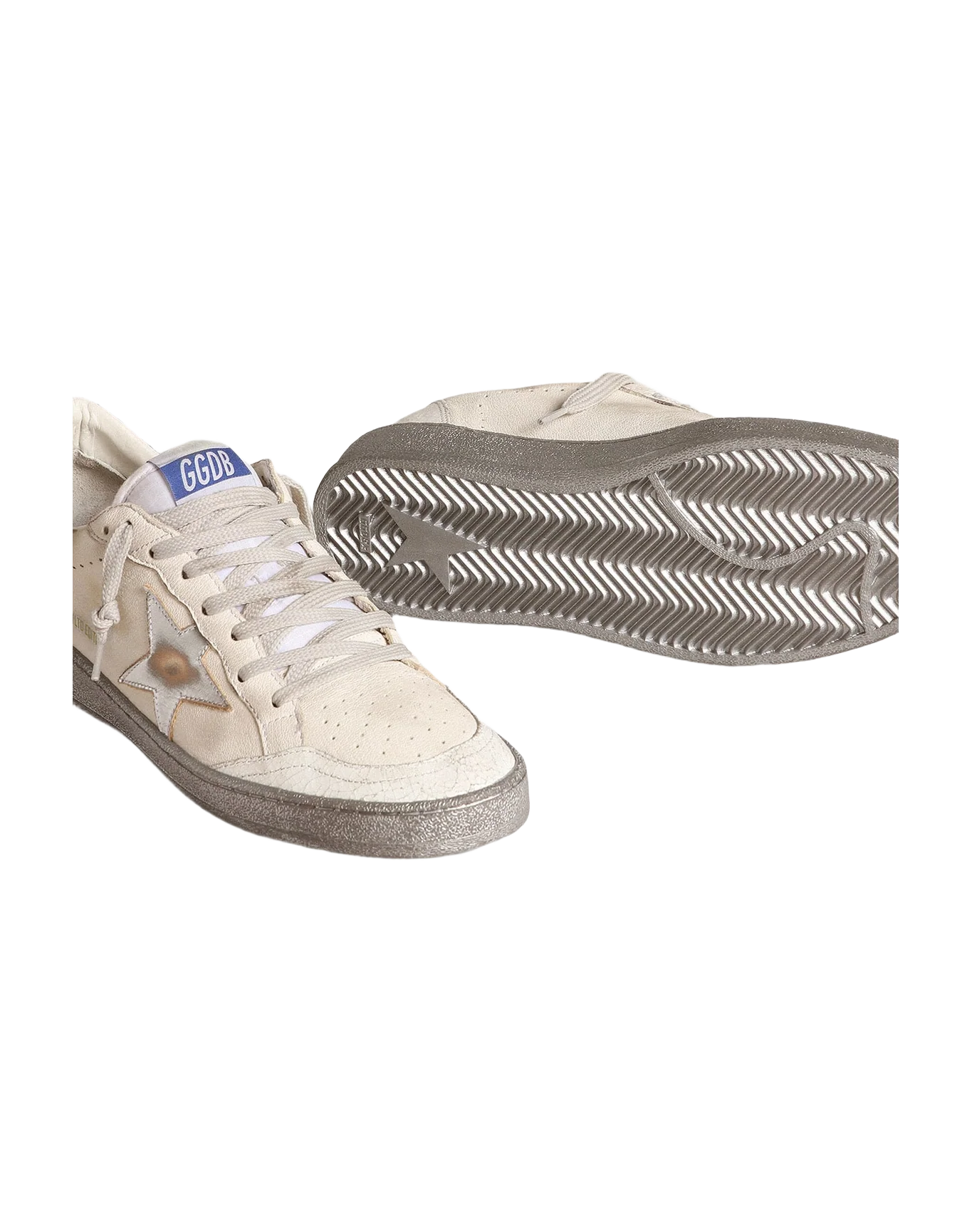 Women | Ball Star Ltd with Silver Glitter Heel Tab & Silver Star | White x Silver - Image 5