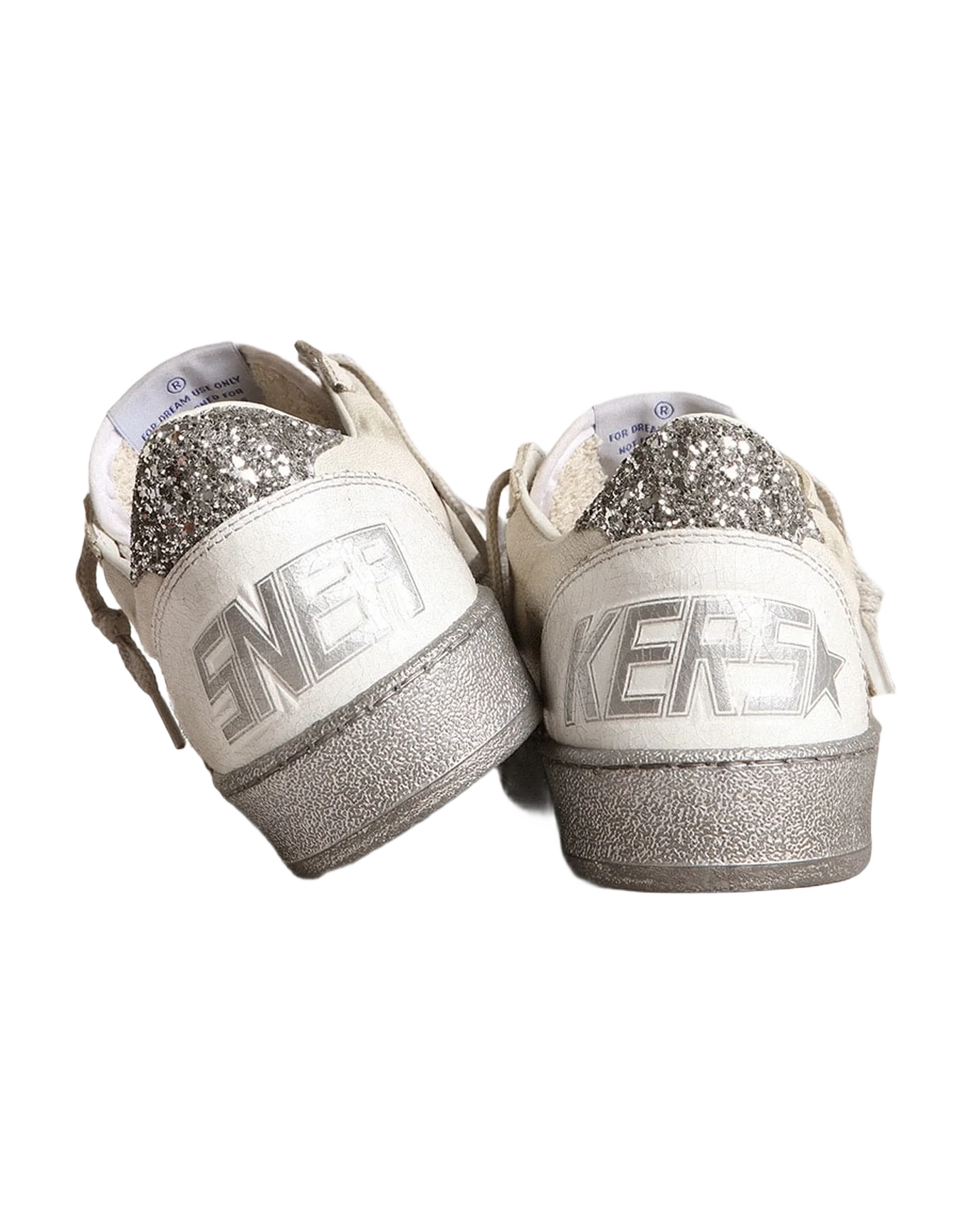 Women | Ball Star Ltd with Silver Glitter Heel Tab & Silver Star | White x Silver - Image 9