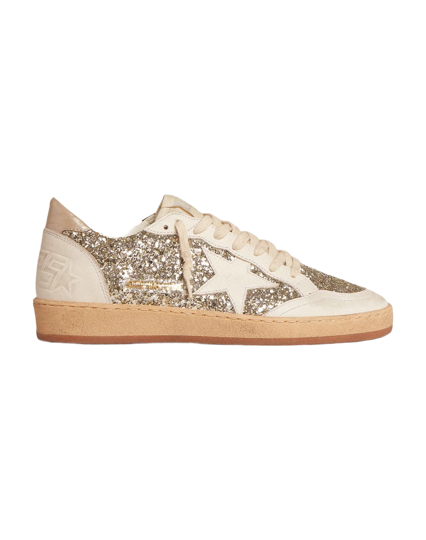 Women | Ball Star Platinum Glitter with White Leather Star & Inserts | Platinum x Milky x White - Image 2
