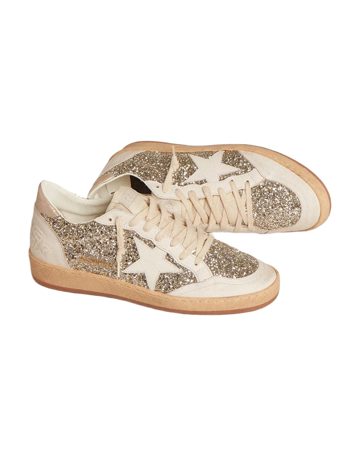Women | Ball Star Platinum Glitter with White Leather Star & Inserts | Platinum x Milky x White - Image 4