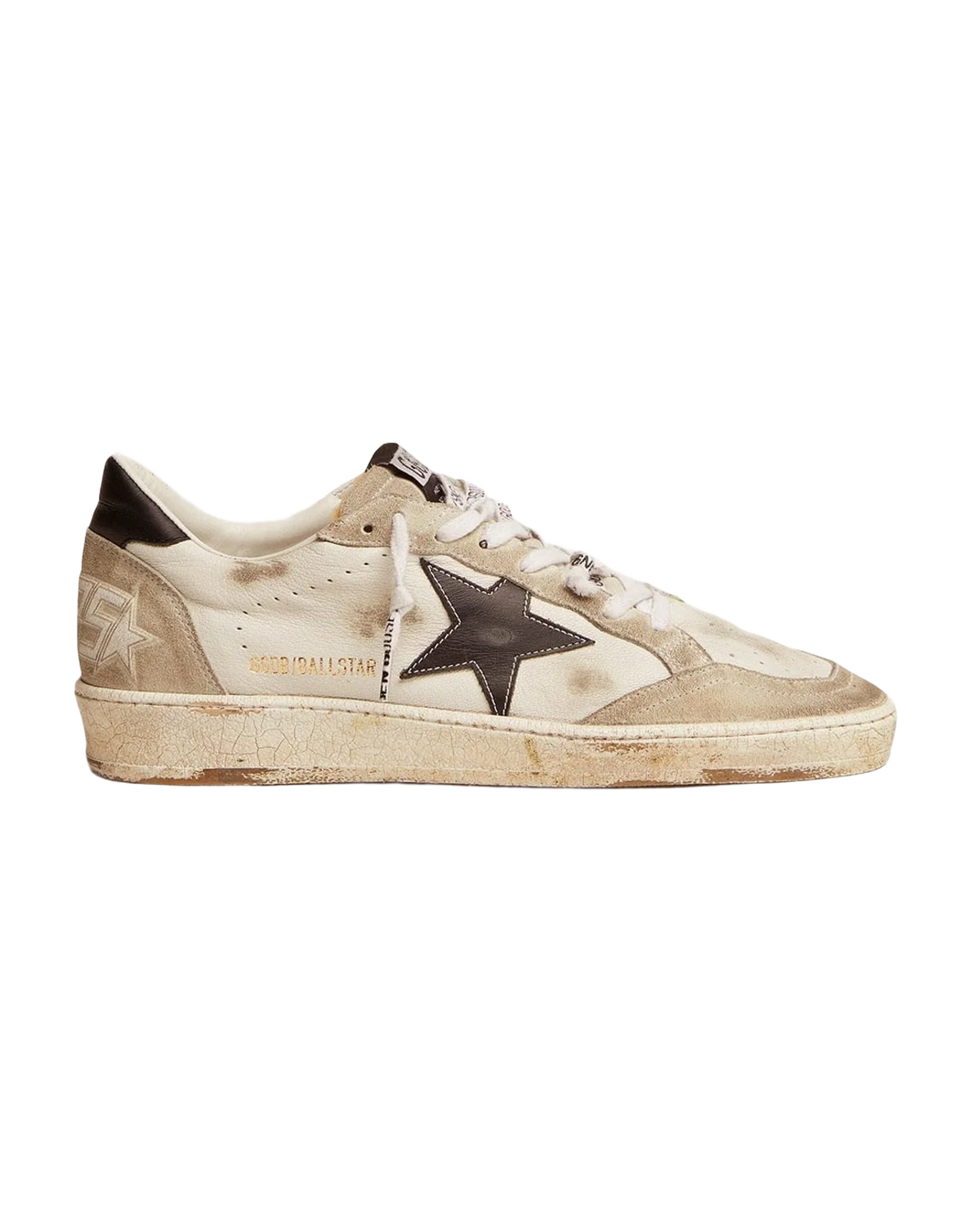 Women | Ball Star Sneakers White Leather & Ice-Gray Suede with Black Details | White x Ice x Black x