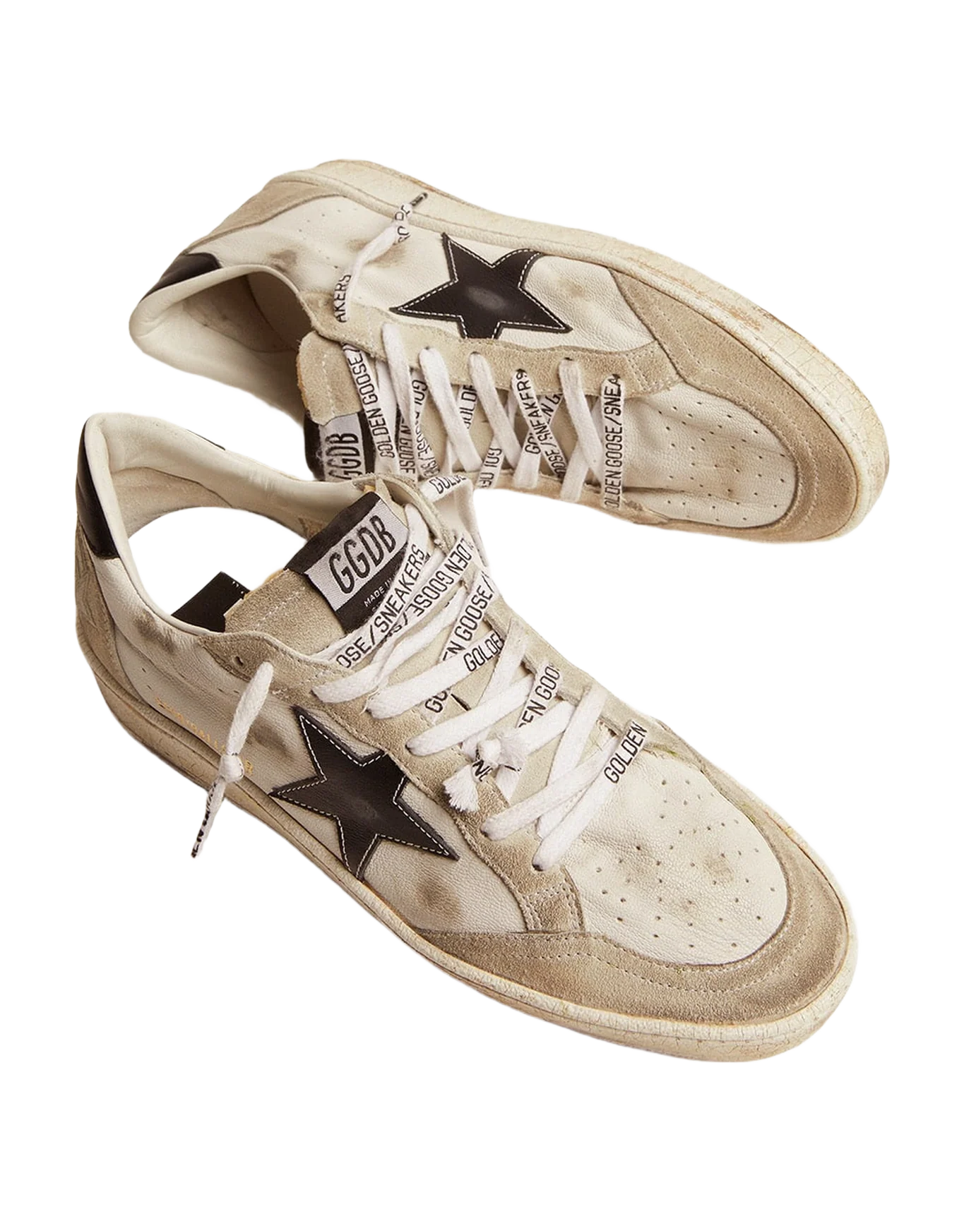 Women | Ball Star Sneakers White Leather & Ice-Gray Suede with Black Details | White x Ice x Black x - Image 4