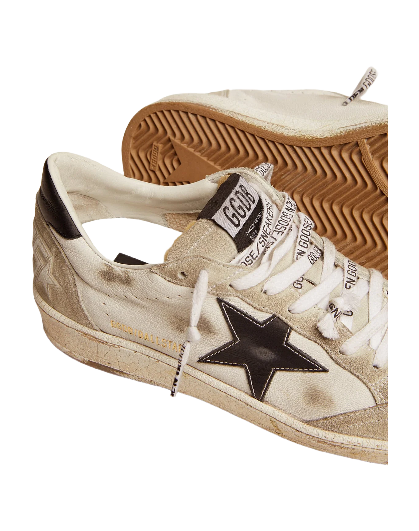 Women | Ball Star Sneakers White Leather & Ice-Gray Suede with Black Details | White x Ice x Black x - Image 6