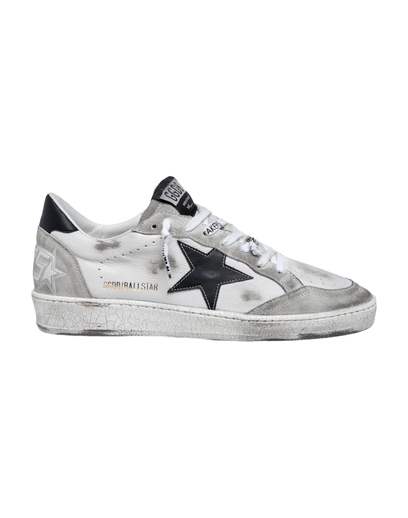 Women | Ball Star Sneakers White Leather & Ice-Gray Suede with Black Details | White x Ice x Black x - Image 9