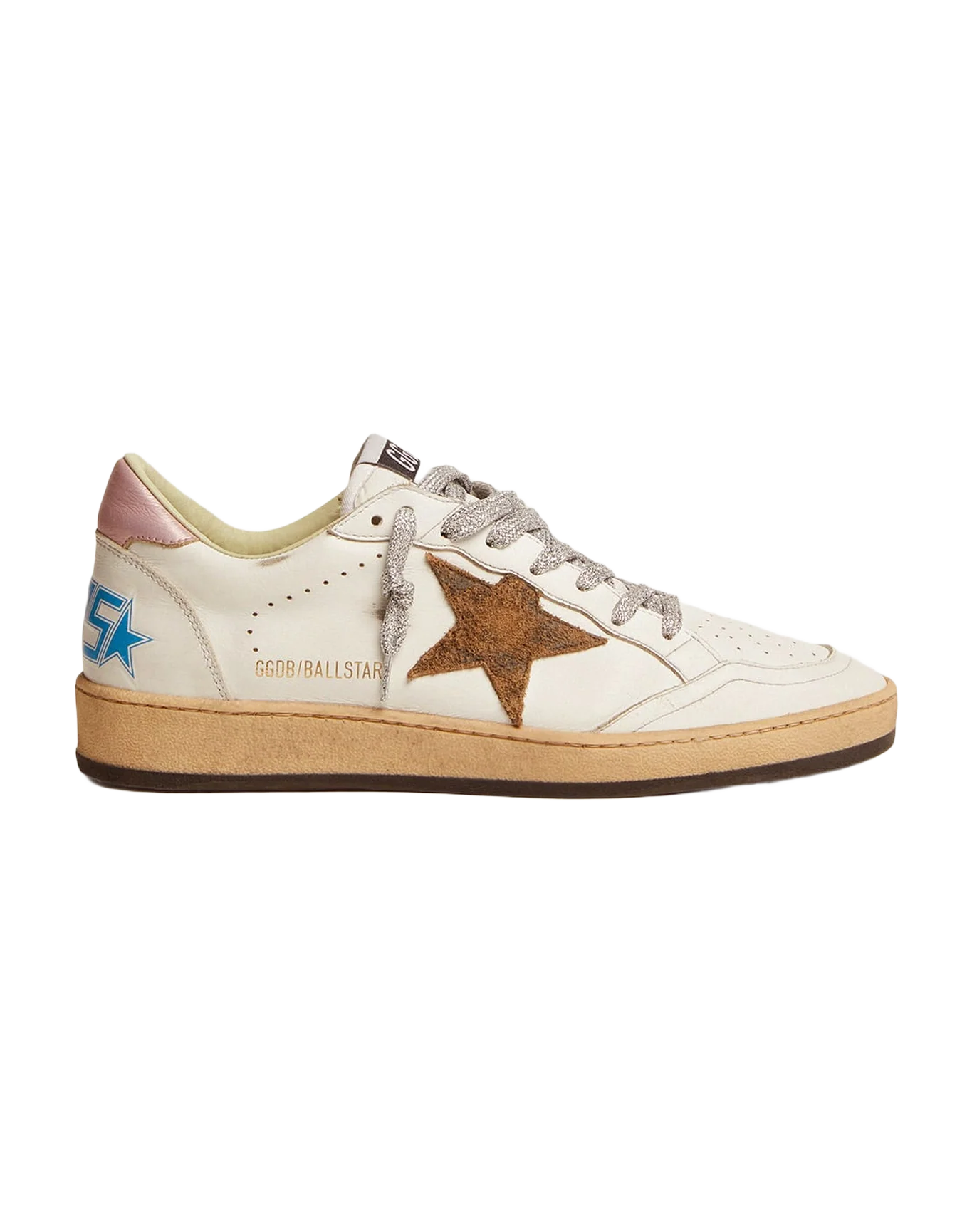 Women | Ball Star Sneakers with Leopard-Print Star & Pink Laminated Leather Heel Tab | White x Beige Brown Black x Salmon - Image 4