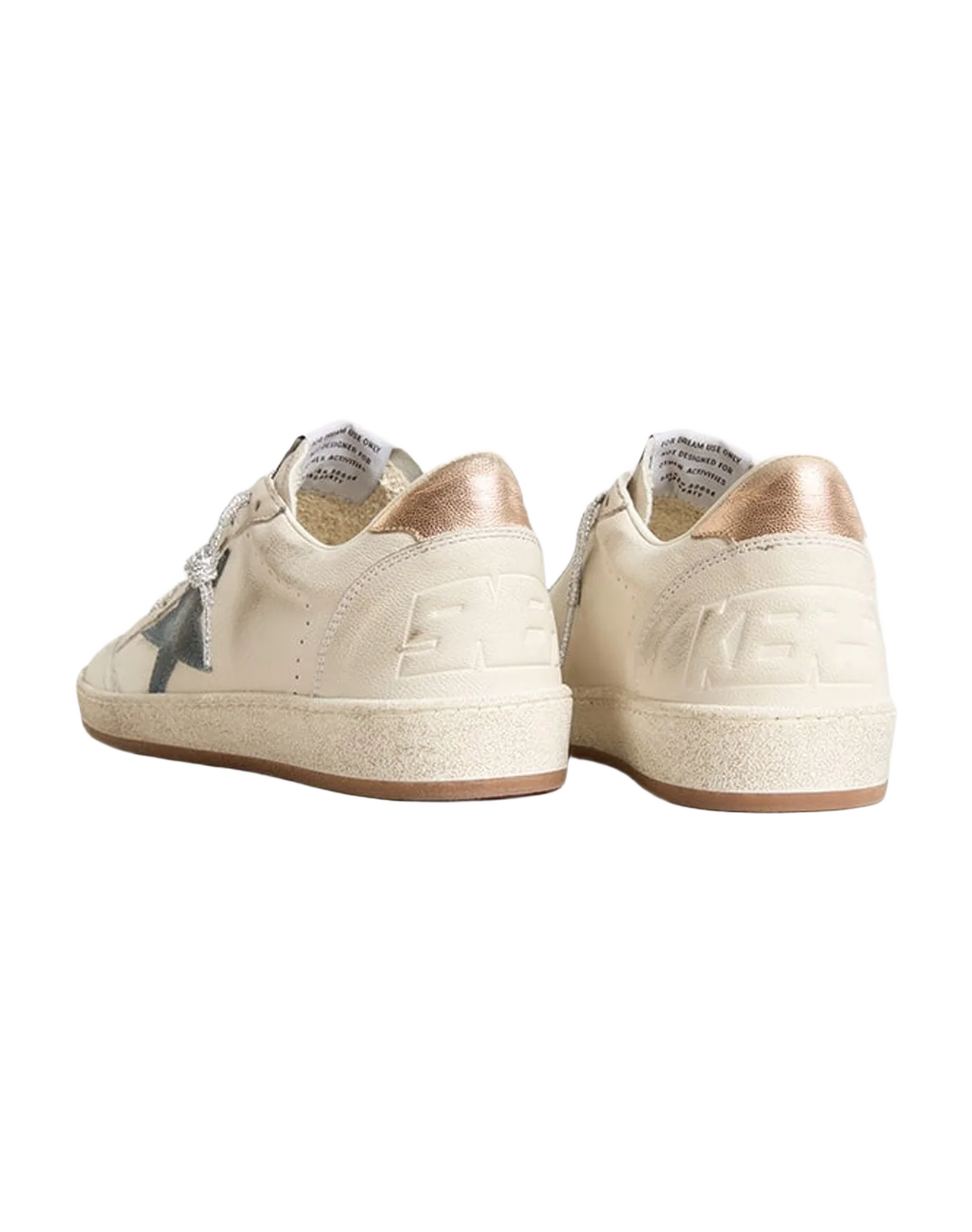 Women | Ball Star White Leather with Light Blue Star & Laminated Heel Tab | White x Smoke Blue x Peach