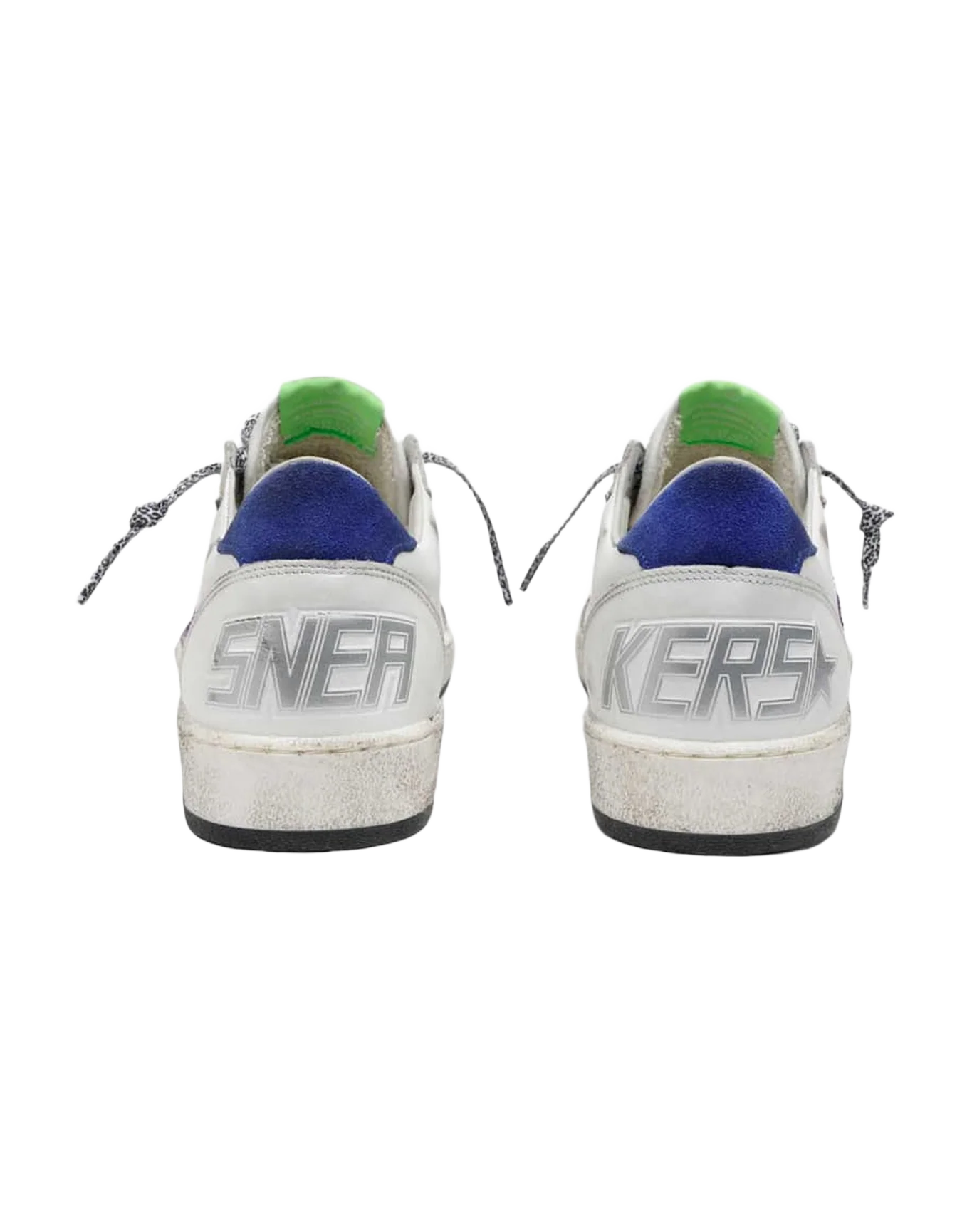 Women | Ball Star White Nappa Leather with Purple Glitter Star & Blue Heel Tab | White x Purple x Blue - Image 3