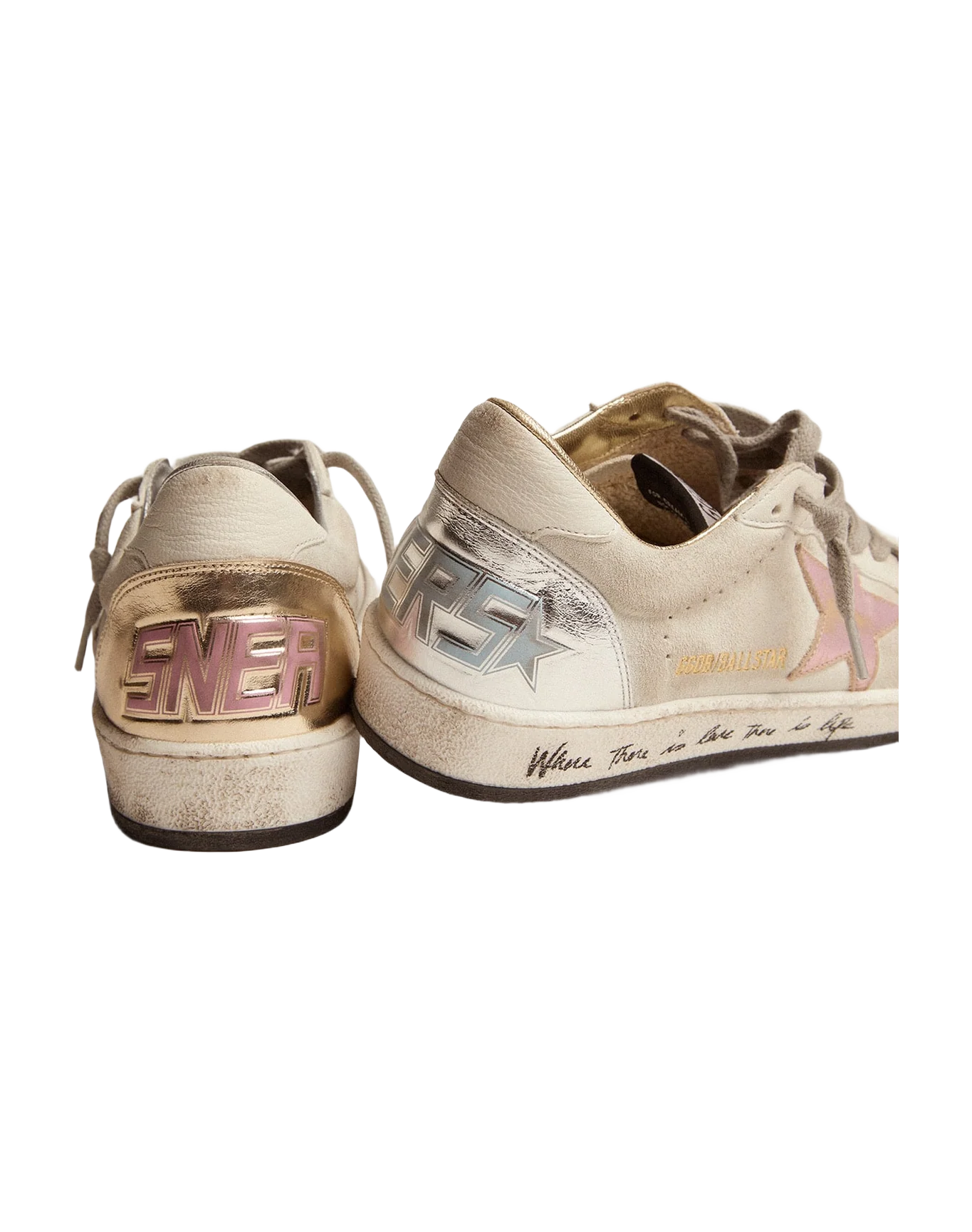 Women | Ball Star White Suede with Multicolor Inserts | White x Silver x Gold x Salmon Pink x Light Blue - Image 4