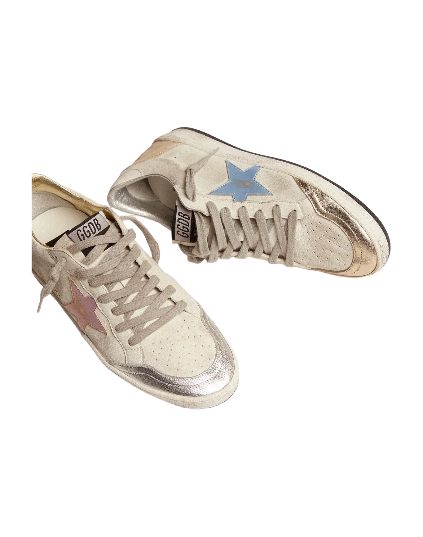 Women | Ball Star White Suede with Multicolor Inserts | White x Silver x Gold x Salmon Pink x Light Blue - Image 6