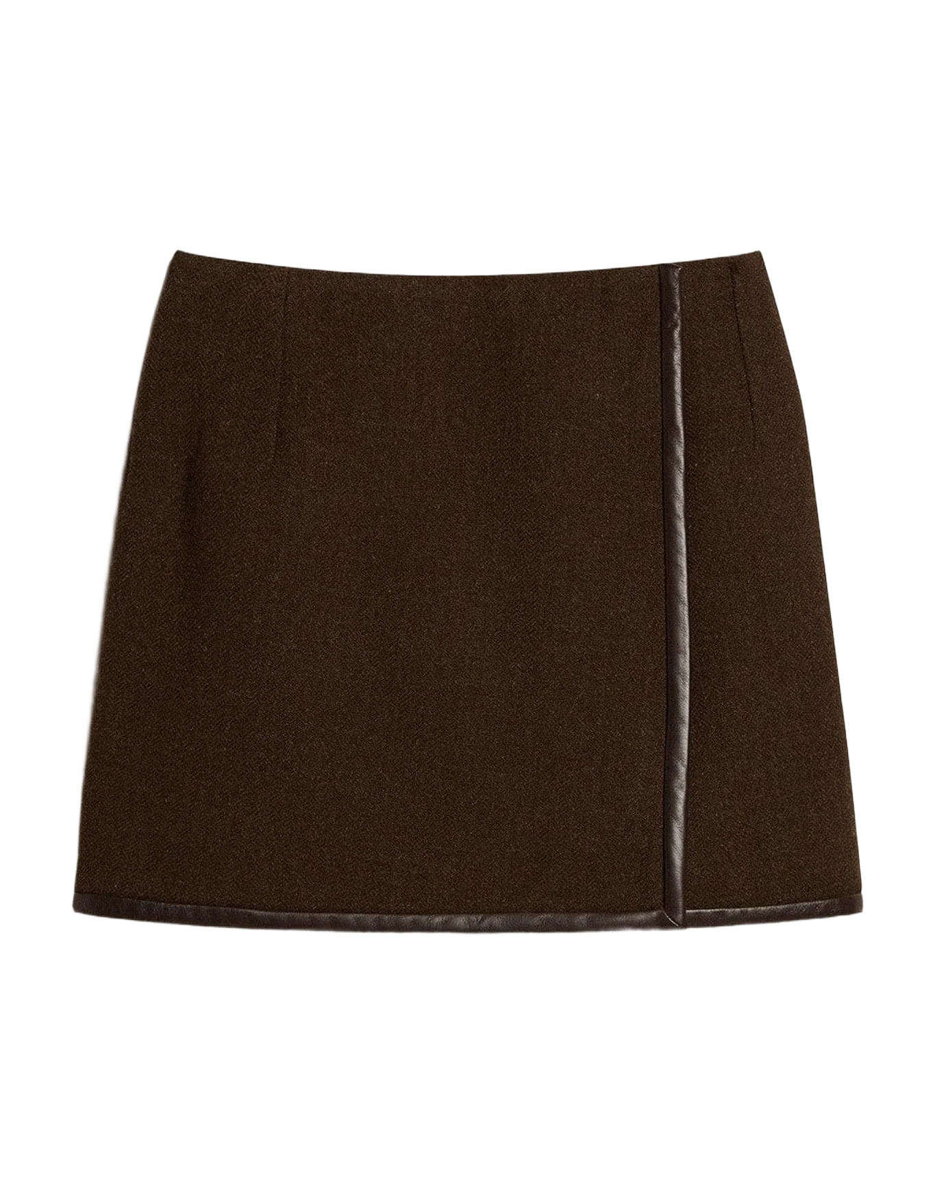 Women | Bark-Colored Wool Miniskirt | Wood Green - Image 8