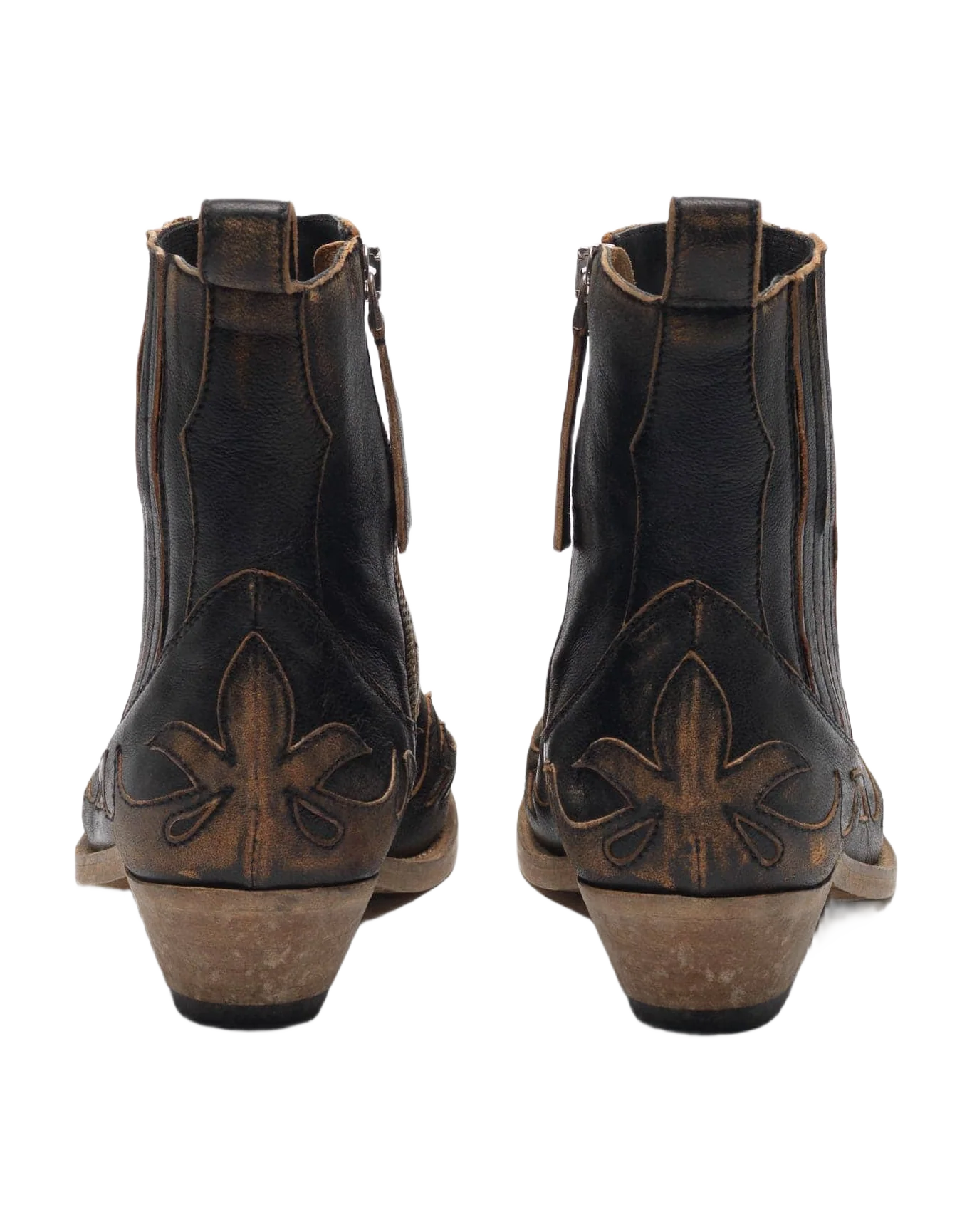 Women | Black Aged-Leather Santiago Ankle Boots - Image 5
