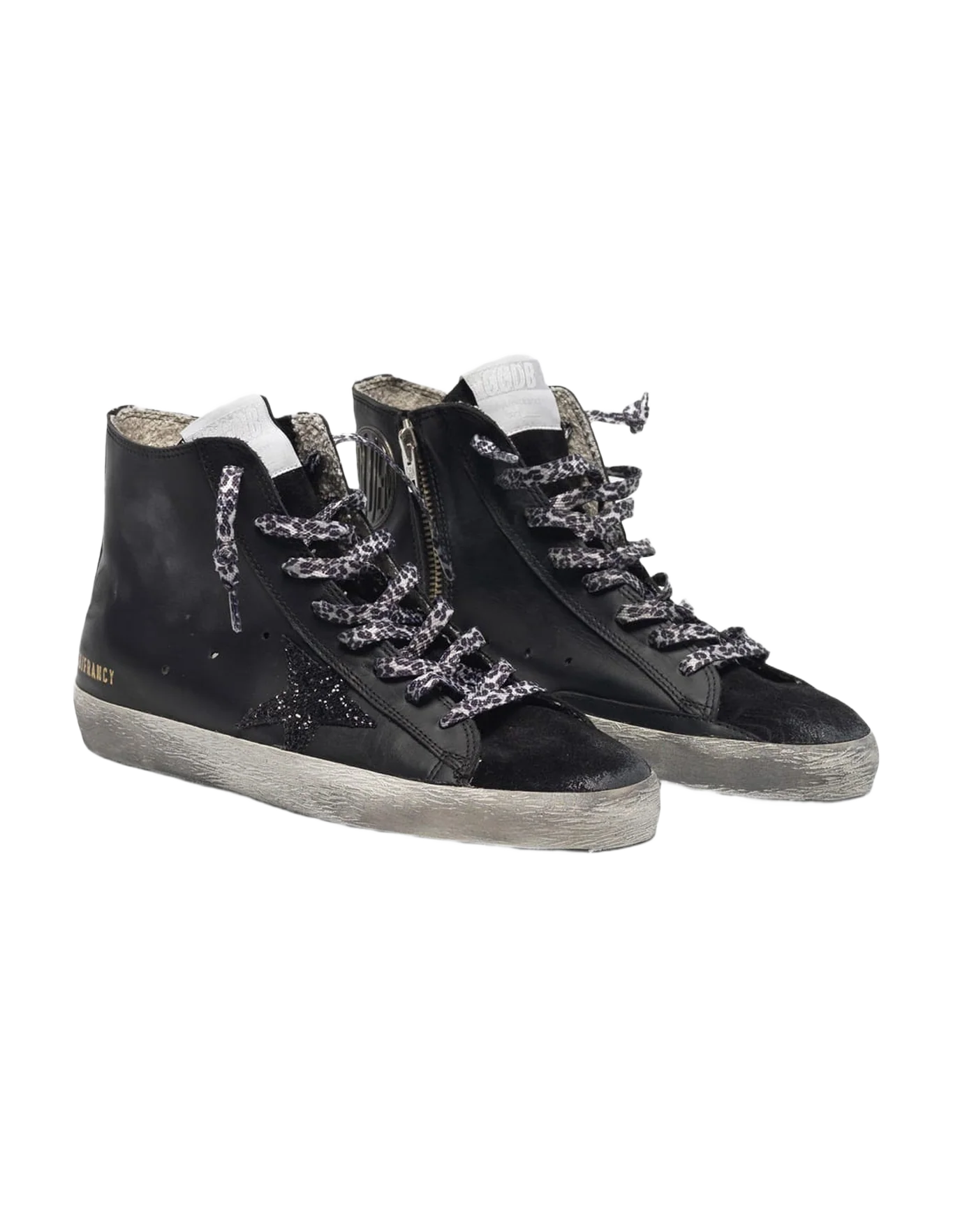 Women | Black Francy Sneakers Leather with Glittery Star - Image 5
