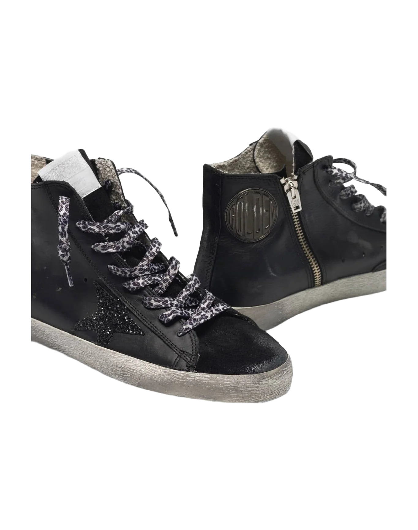 Women | Black Francy Sneakers Leather with Glittery Star - Image 7