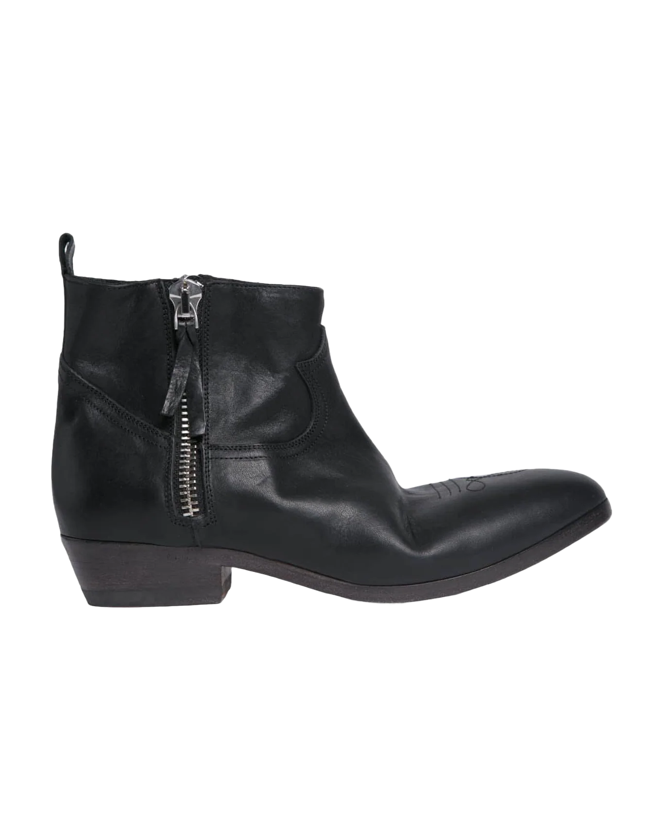 Women | Black Leather Ankle Boots - Image 2