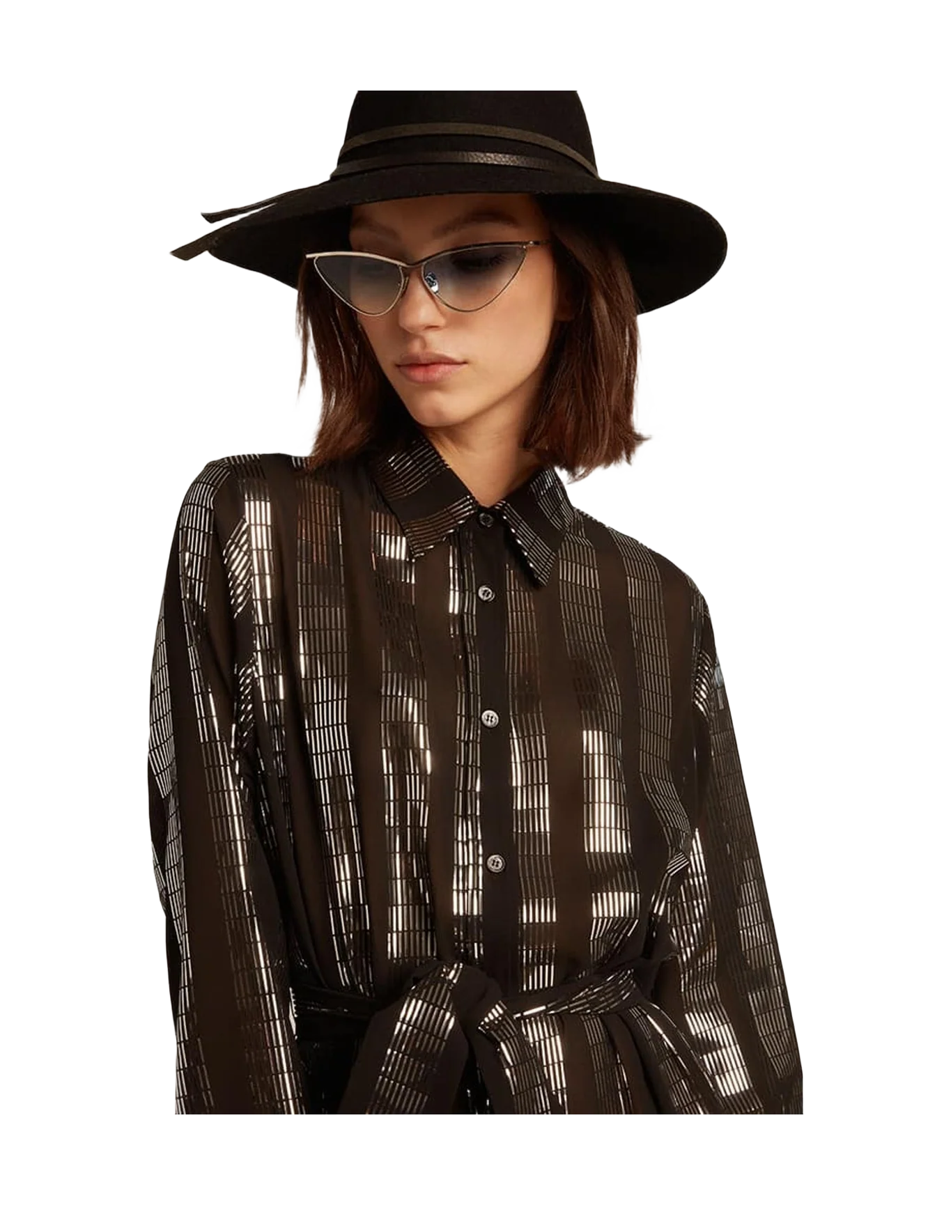 Women | Black Shirt Dress with Metallic Appliqués | Black