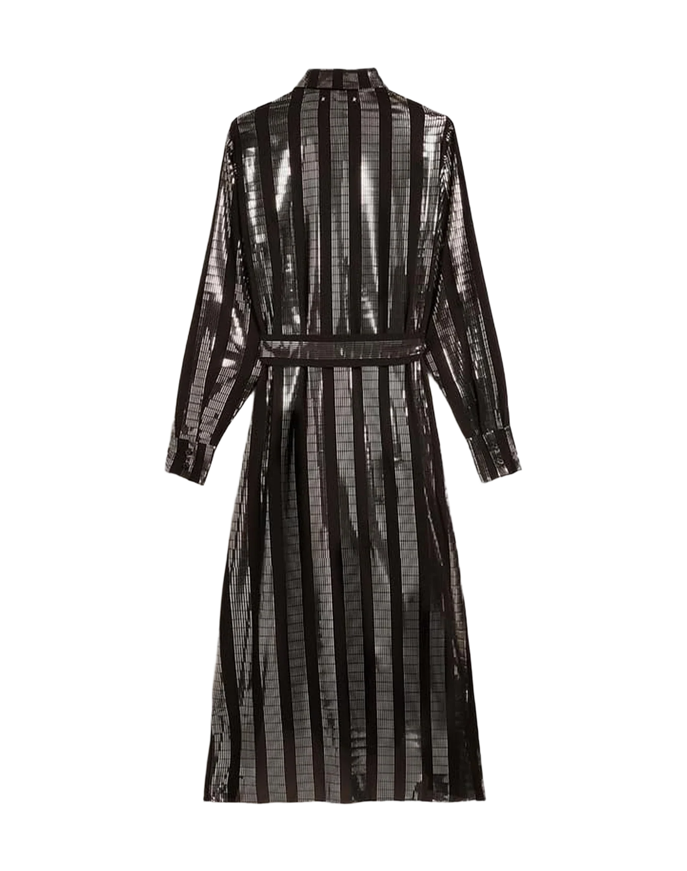 Women | Black Shirt Dress with Metallic Appliqués | Black - Image 5