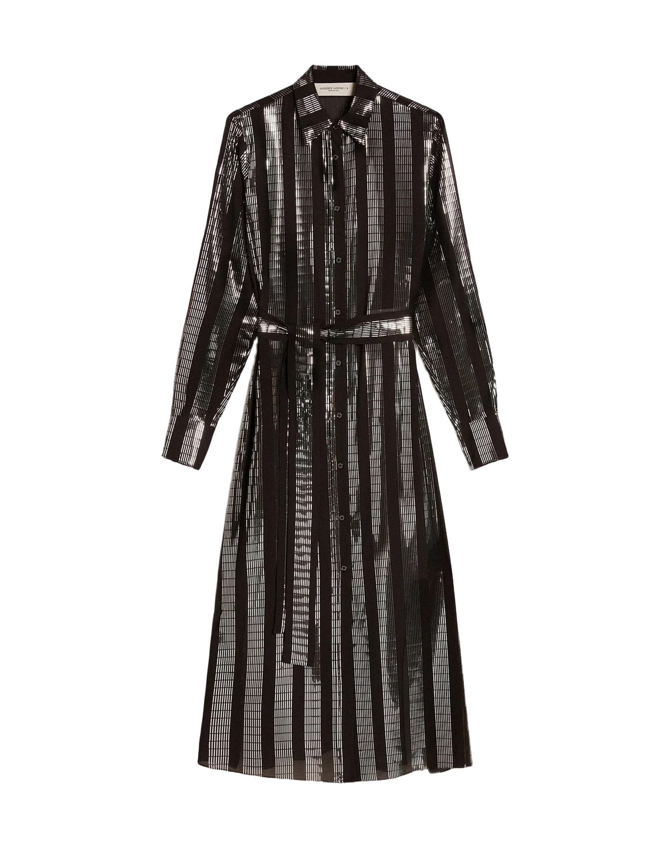 Women | Black Shirt Dress with Metallic Appliqués | Black - Image 6
