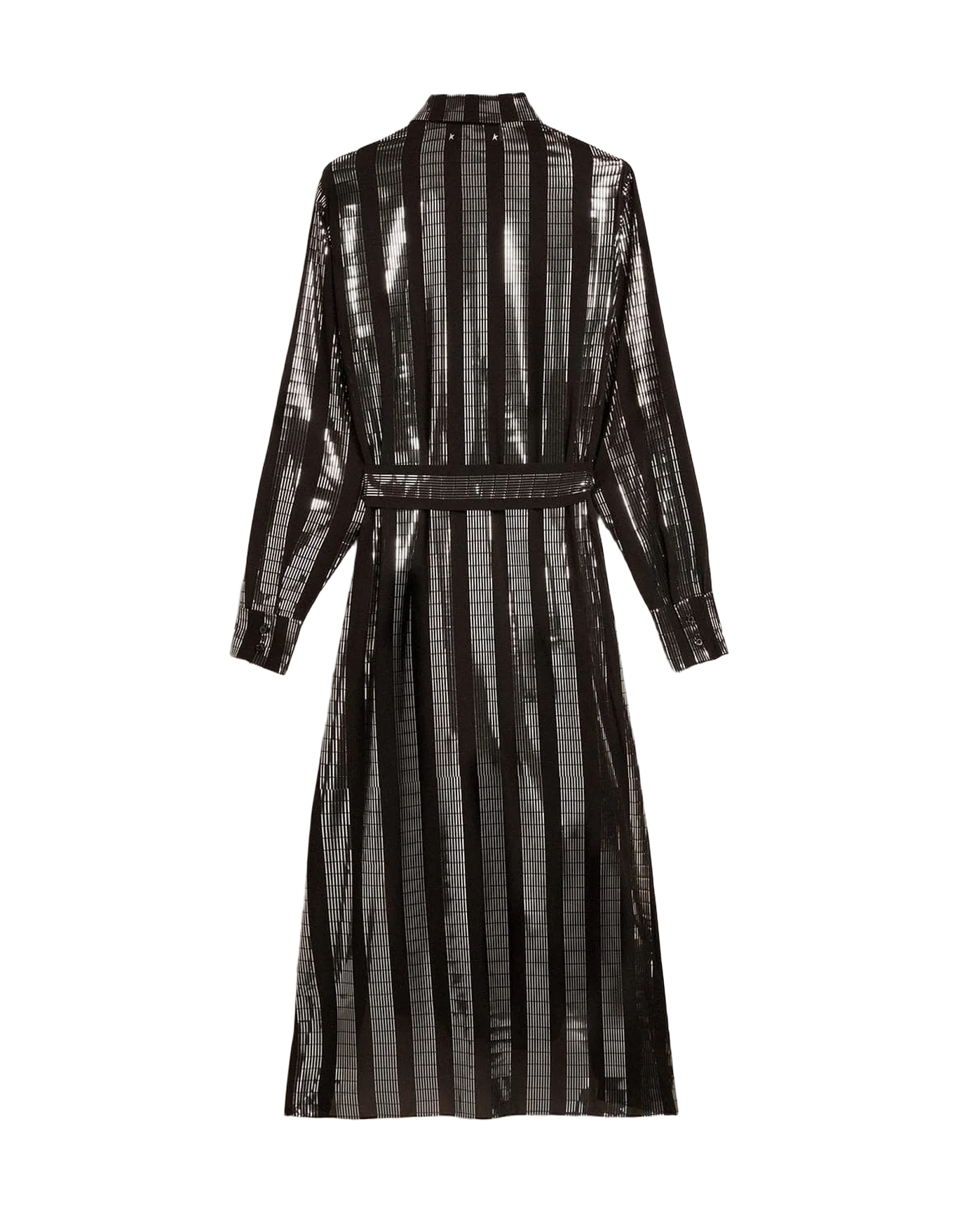 Women | Black Shirt Dress with Metallic Appliqués | Black - Image 8