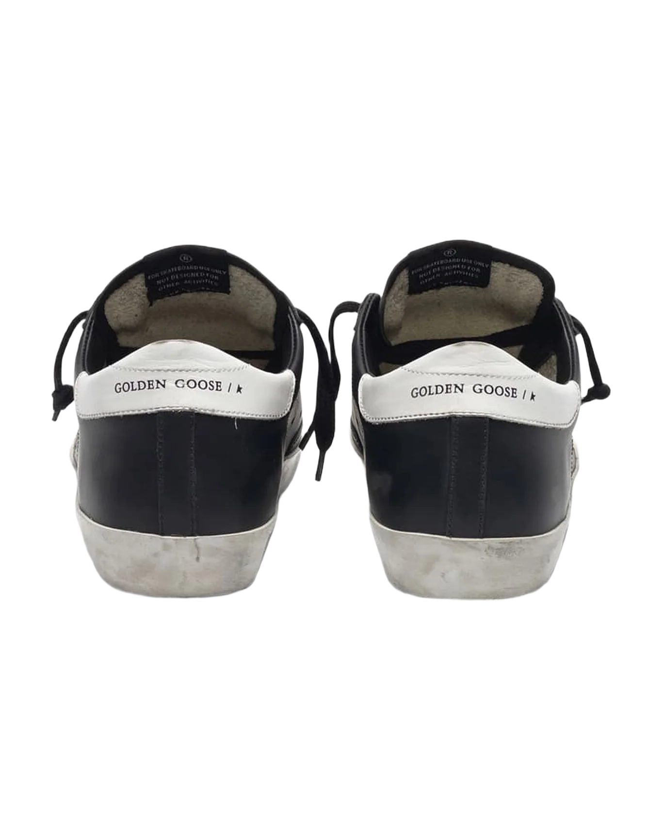 Women | Black Super-Star Sneakers Leather with White Star - Image 3
