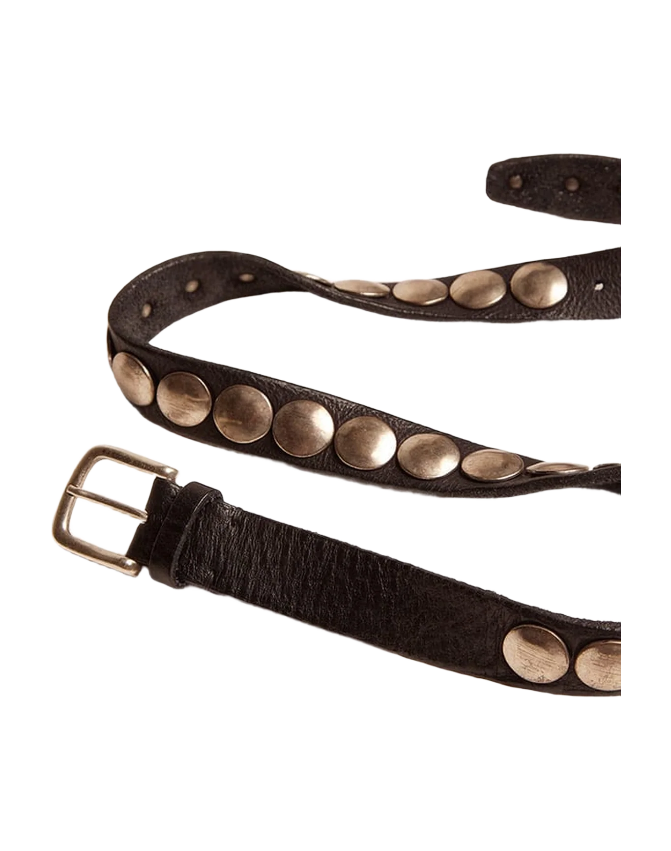 Women | Black Trinidad Belt Washed Leather with Silver Studs | Black - Image 4