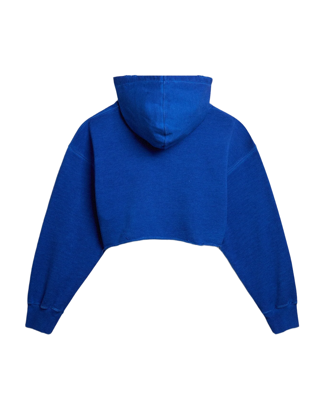 Women | Blue Cropped Sweatshirt with Zip Fastening & Hood | Mazarine Blue x Heritage White - Image 7