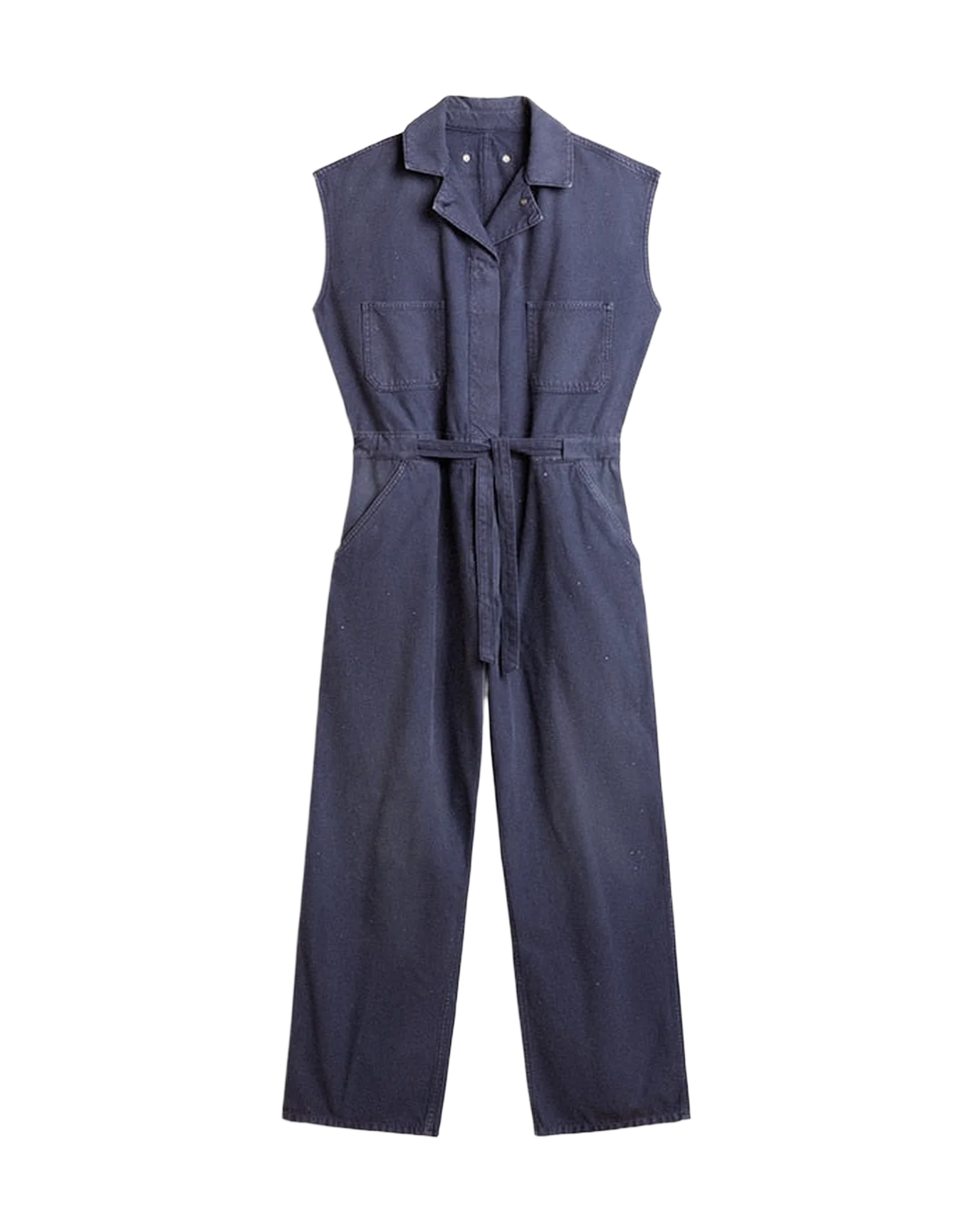 Women | Blue Distressed Cotton Jumpsuit | Blue - Image 11
