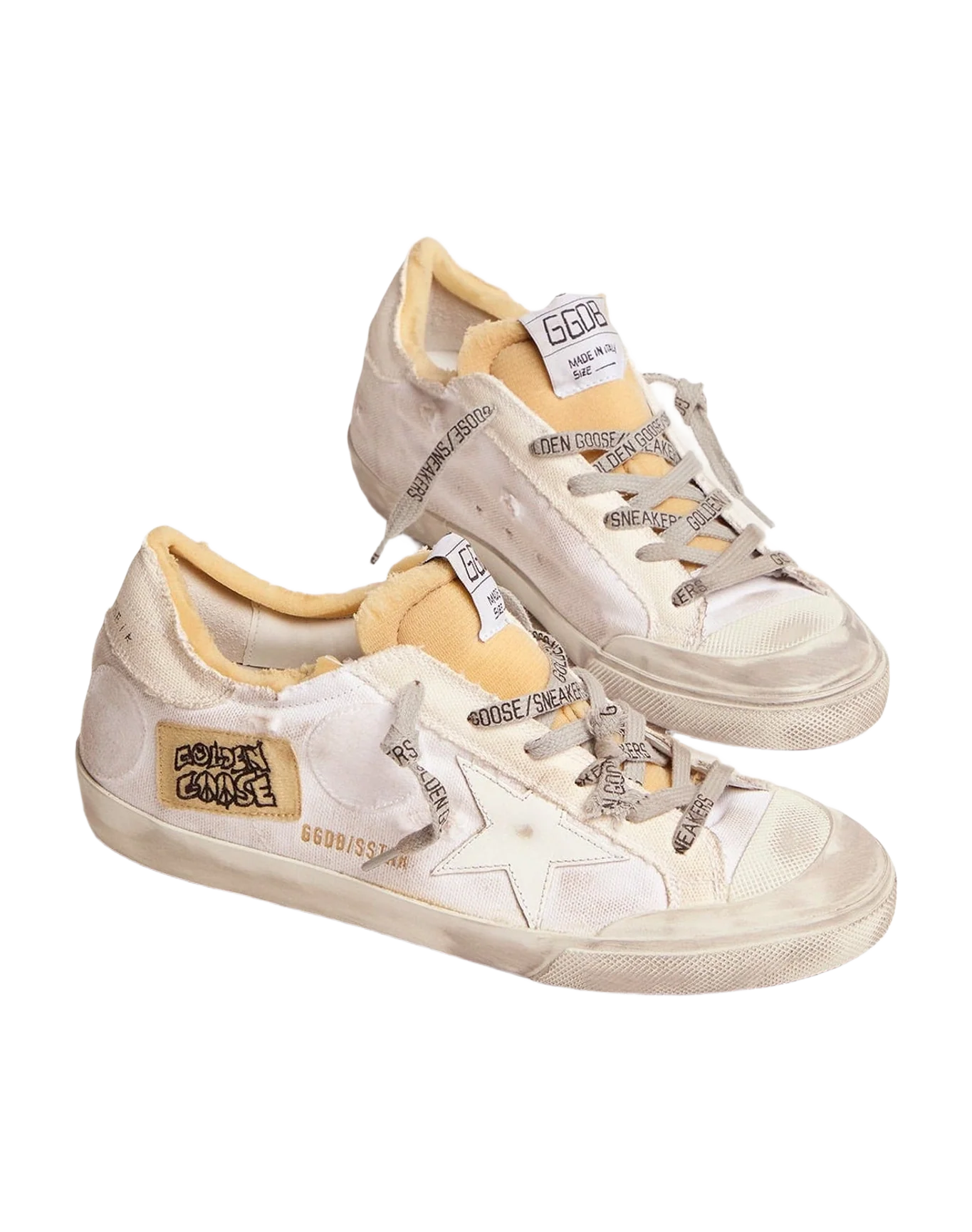 Women | Canvas Super-Star Sneakers with Side Patch | White x Beige