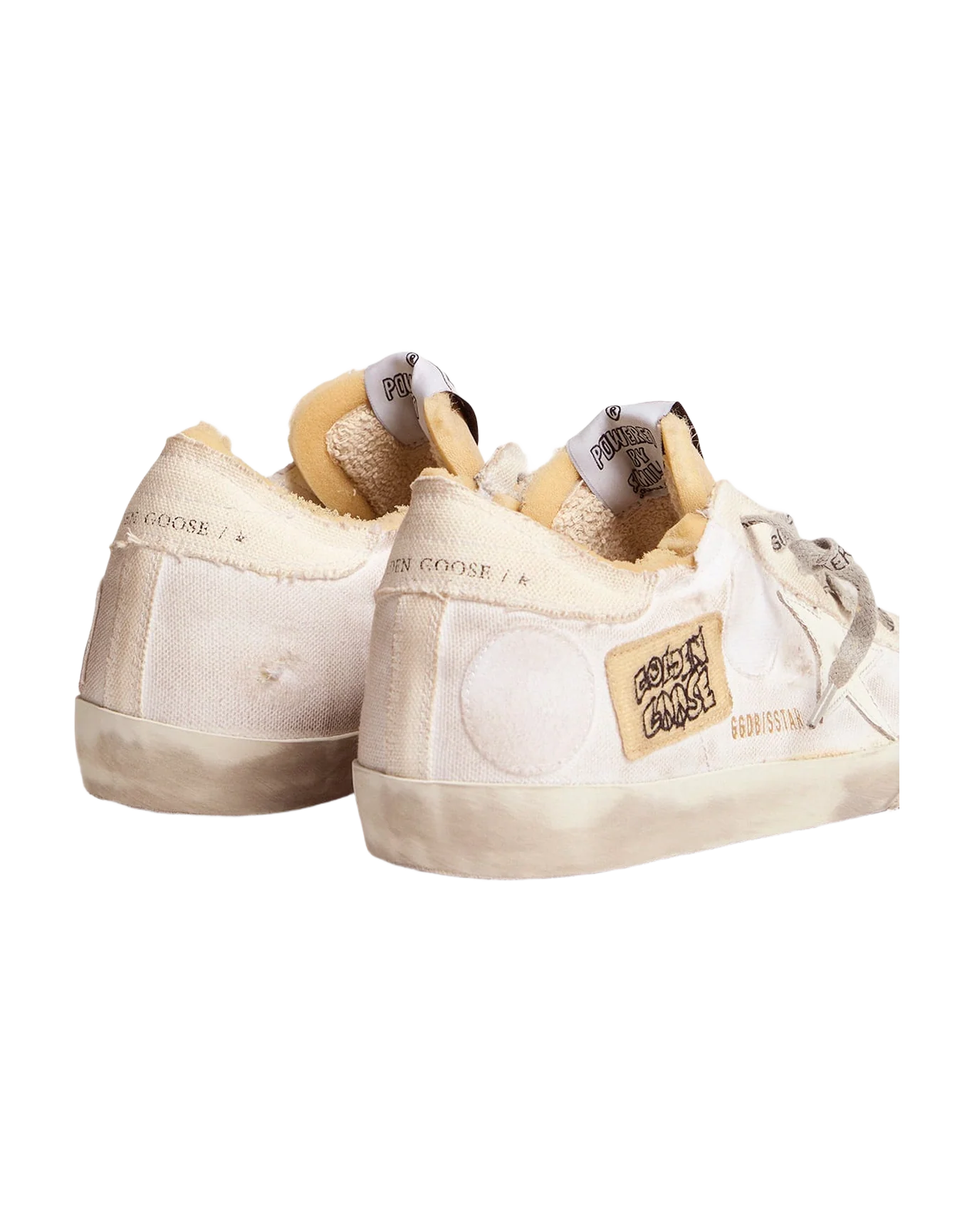 Women | Canvas Super-Star Sneakers with Side Patch | White x Beige - Image 2