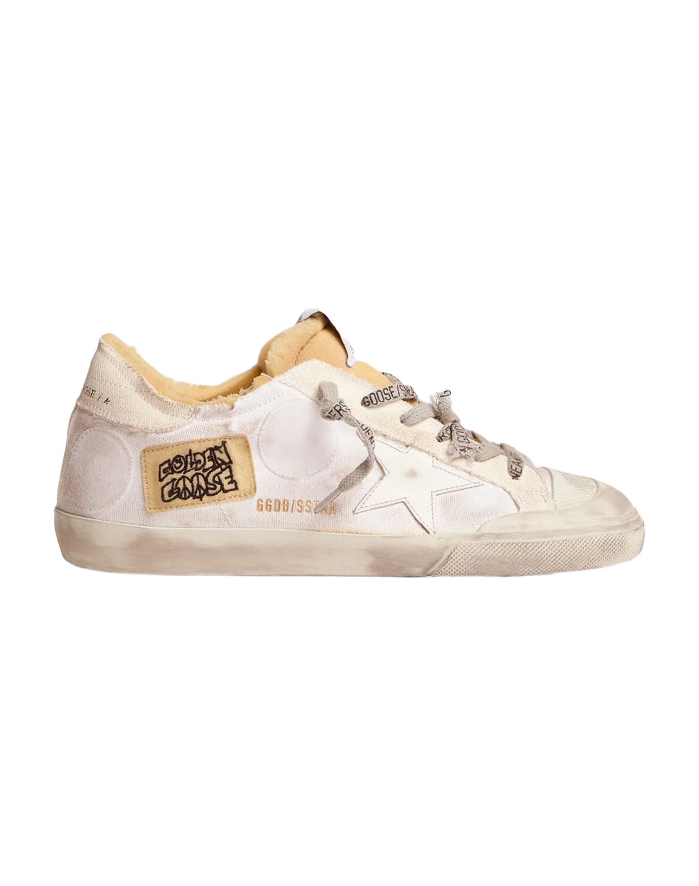 Women | Canvas Super-Star Sneakers with Side Patch | White x Beige - Image 3