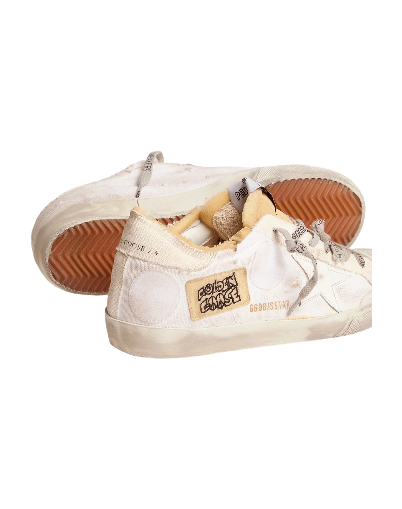 Women | Canvas Super-Star Sneakers with Side Patch | White x Beige - Image 5