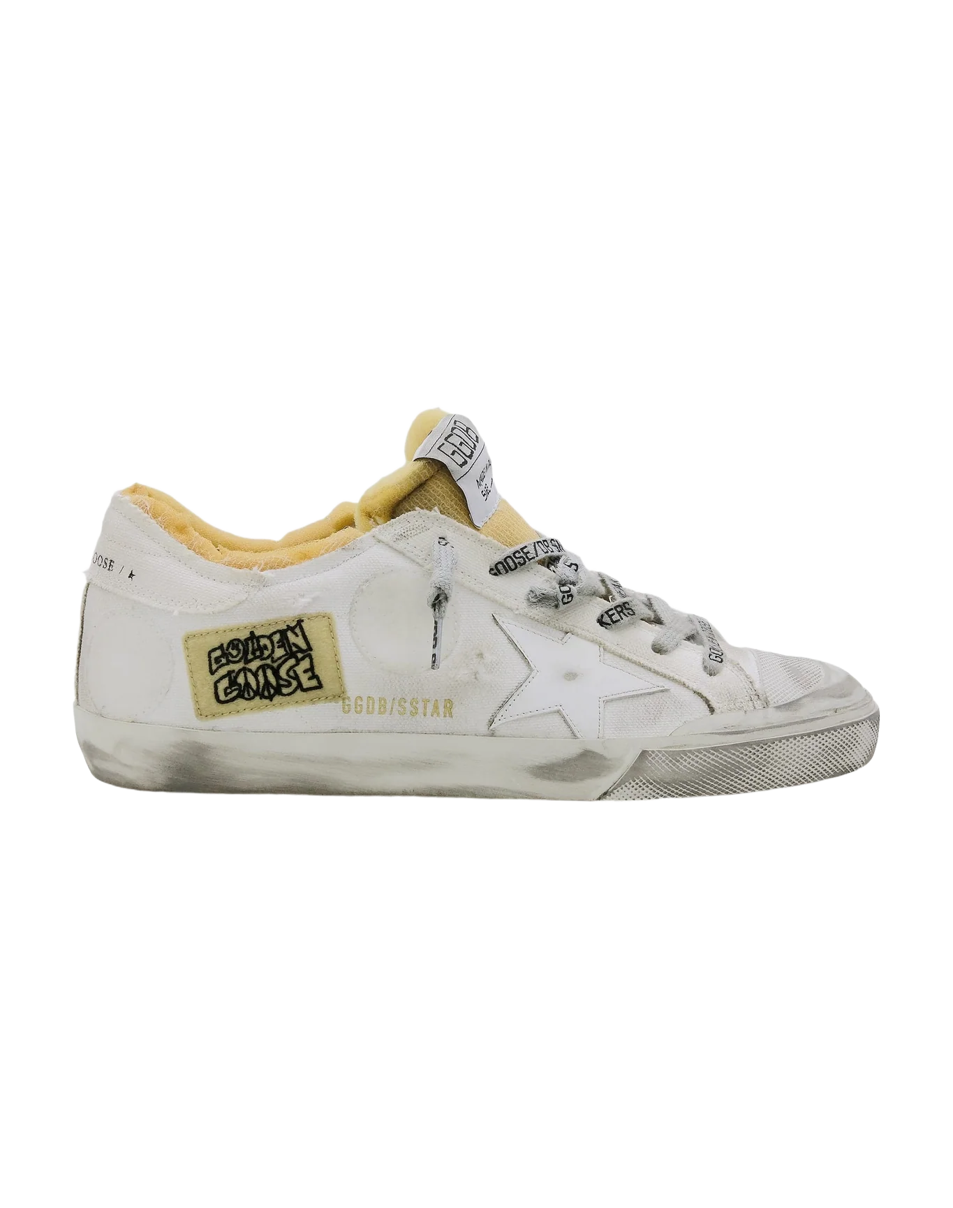 Women | Canvas Super-Star Sneakers with Side Patch | White x Beige - Image 7