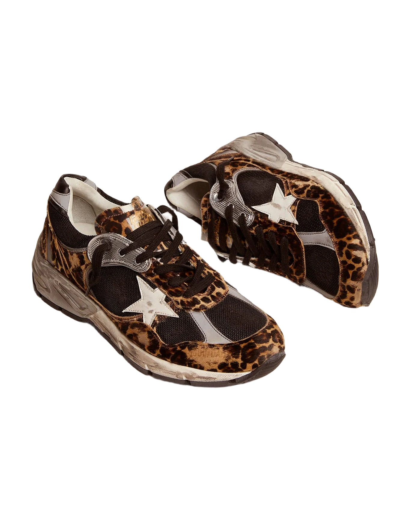 Women | Dad-Star Leopard Print Pony Skin & White Star | Beige Brown Black Leo x Black x White - Image 10