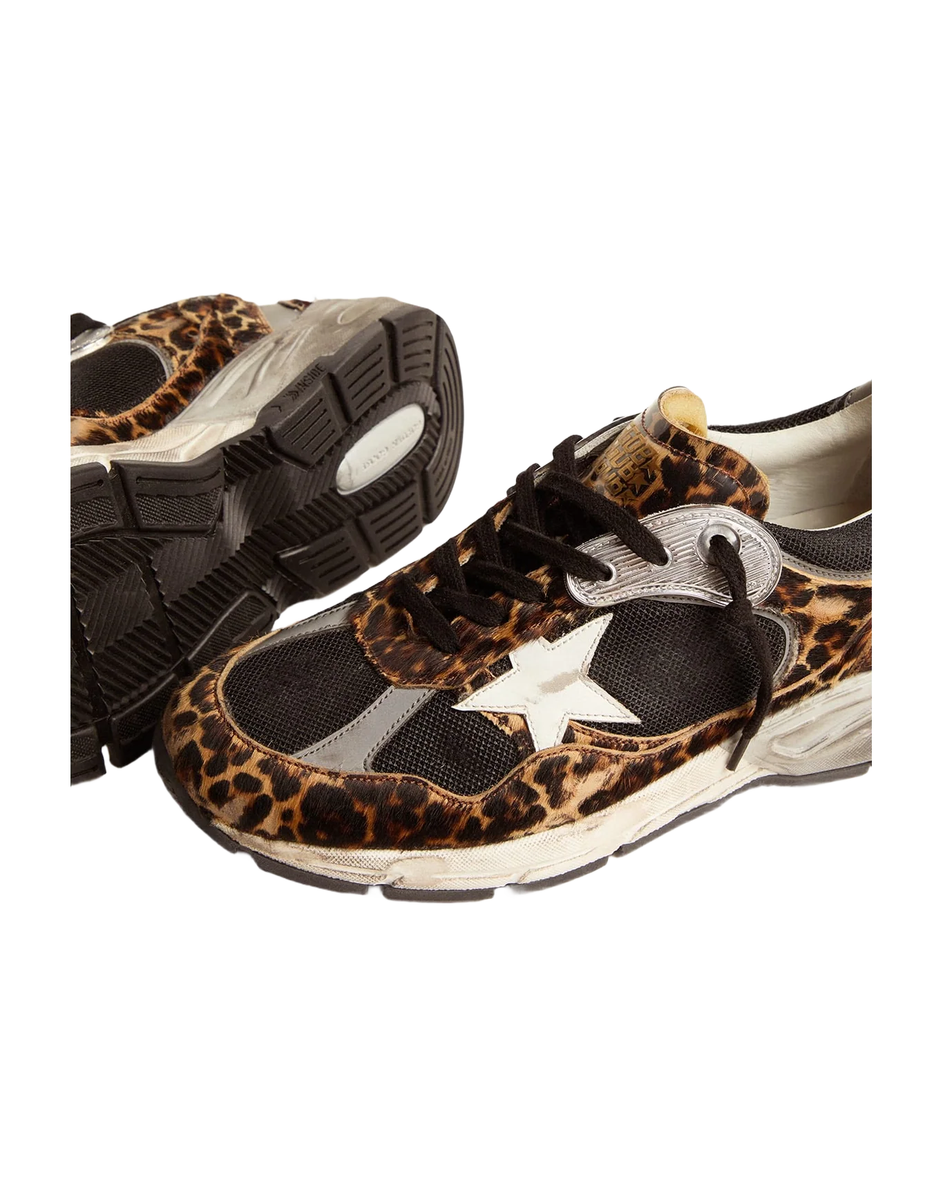 Women | Dad-Star Leopard Print Pony Skin & White Star | Beige Brown Black Leo x Black x White - Image 3