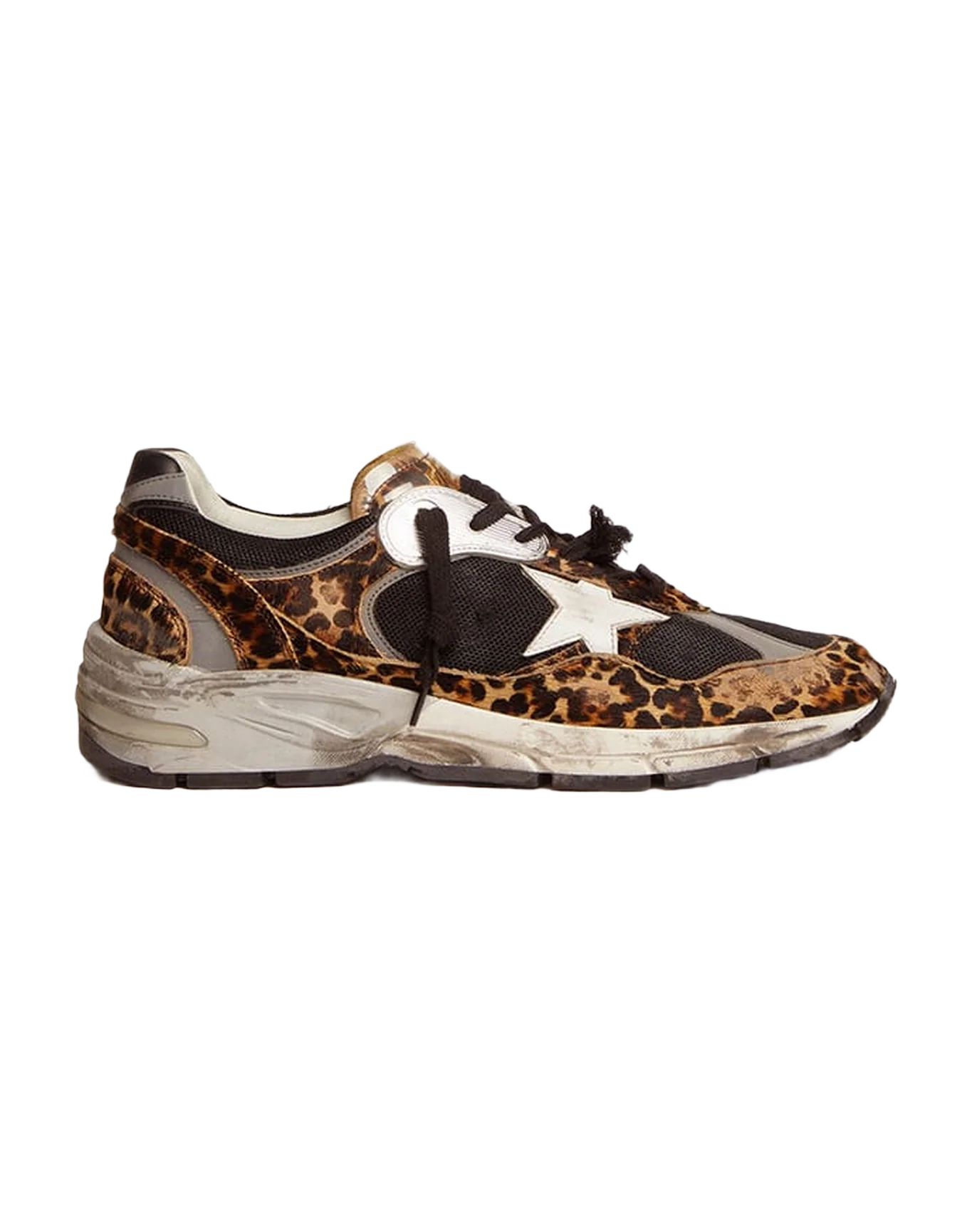 Women | Dad-Star Leopard Print Pony Skin & White Star | Beige Brown Black Leo x Black x White - Image 9