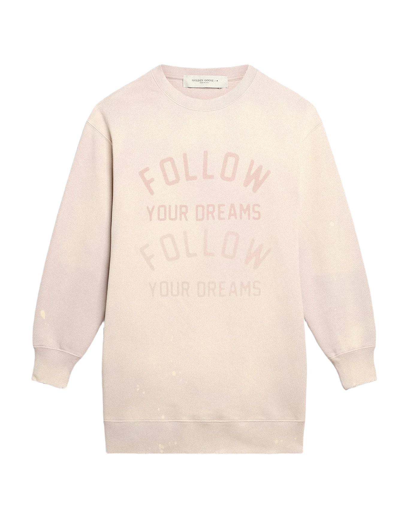 Women | Distressed-Finish Pale Pink Sweatshirt Dress | Shadow Gray - Image 4