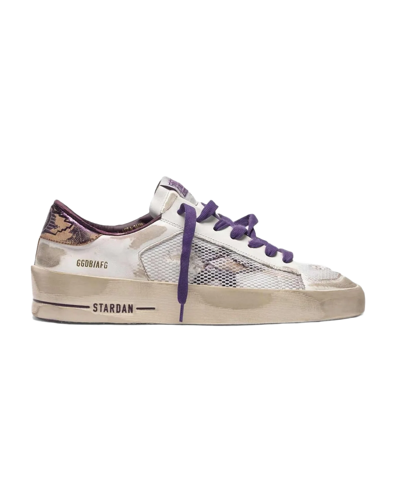Women | Distressed White & Purple Stardan Ltd Sneakers