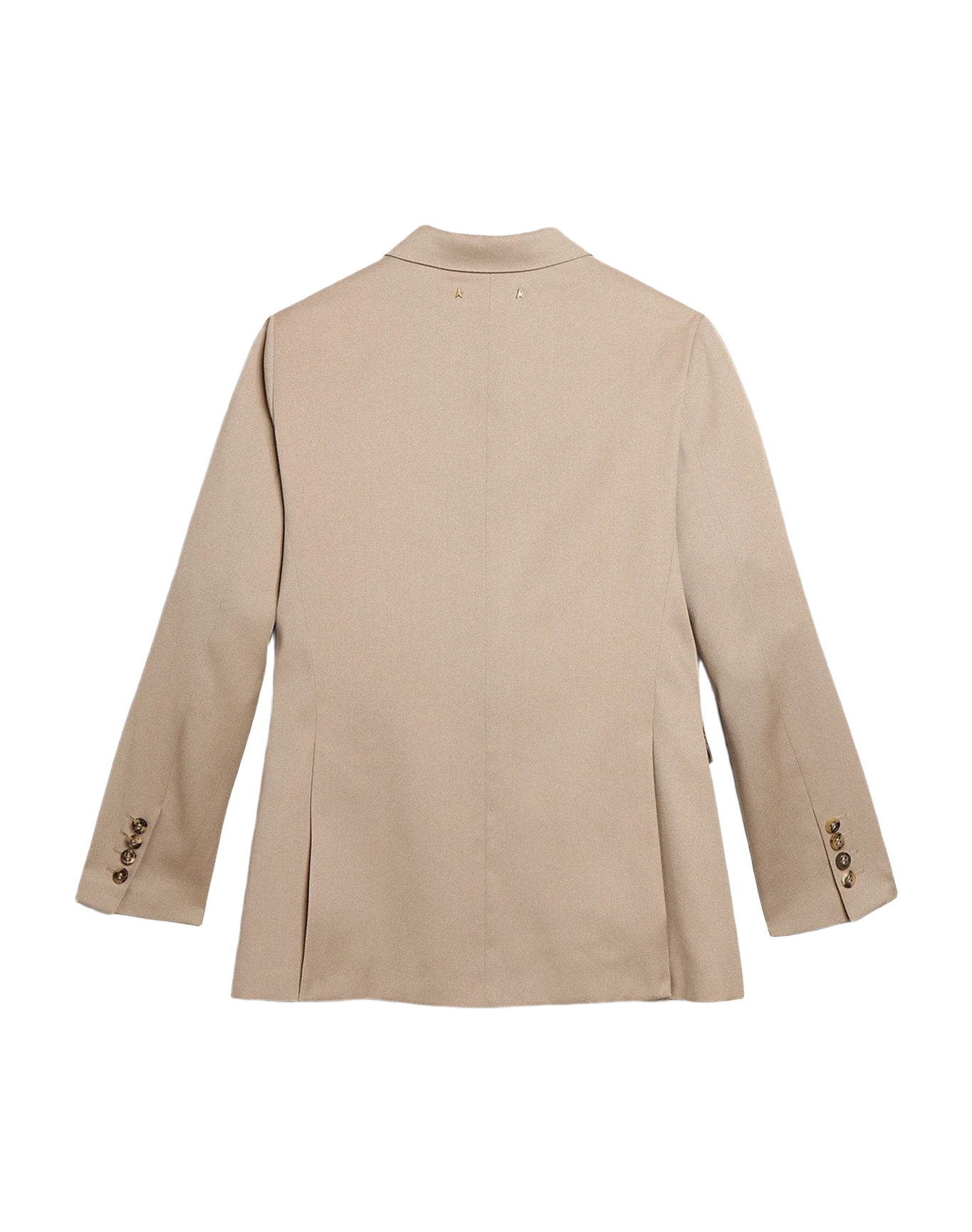 Women | Double-Breasted Blazer Light Beige Wool Gabardine | Roasted Cashew - Image 11