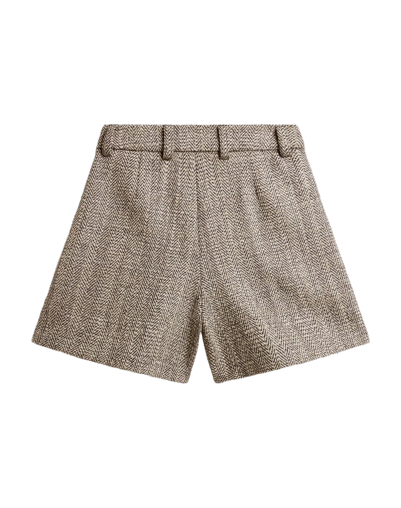 Women | Ecru Brown Shorts Herringbone Wool | Midnight x Ecru - Image 11