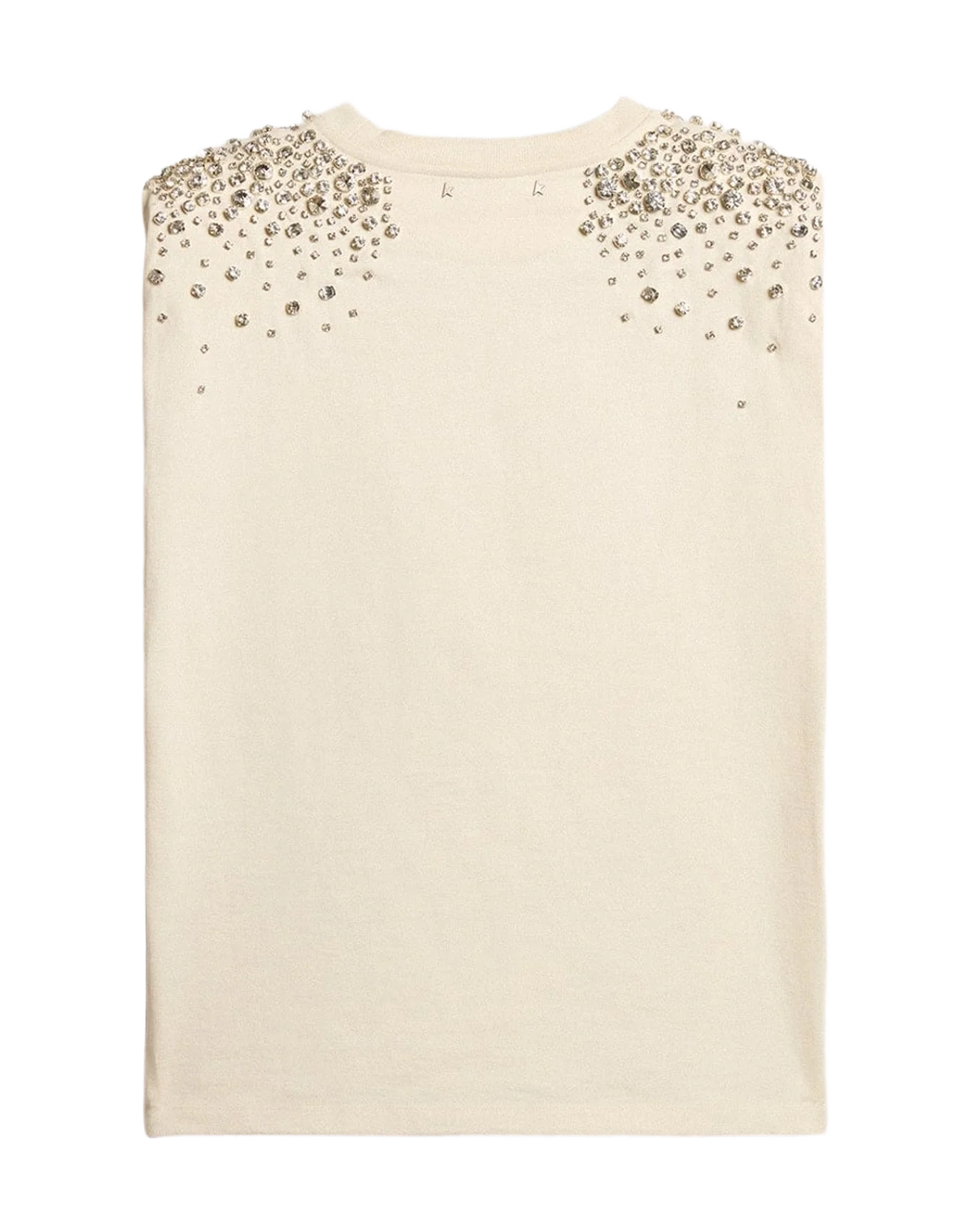 Women | Exclusive Haus Of Dreamers T-Shirt Worn White with Swarovski Embroidery | Artic Wolf x Crystals
