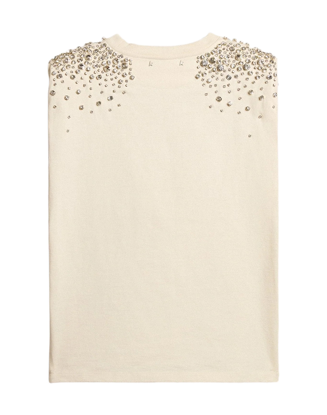 Women | Exclusive Haus Of Dreamers T-Shirt Worn White with Swarovski Embroidery | Artic Wolf x Crystals - Image 2