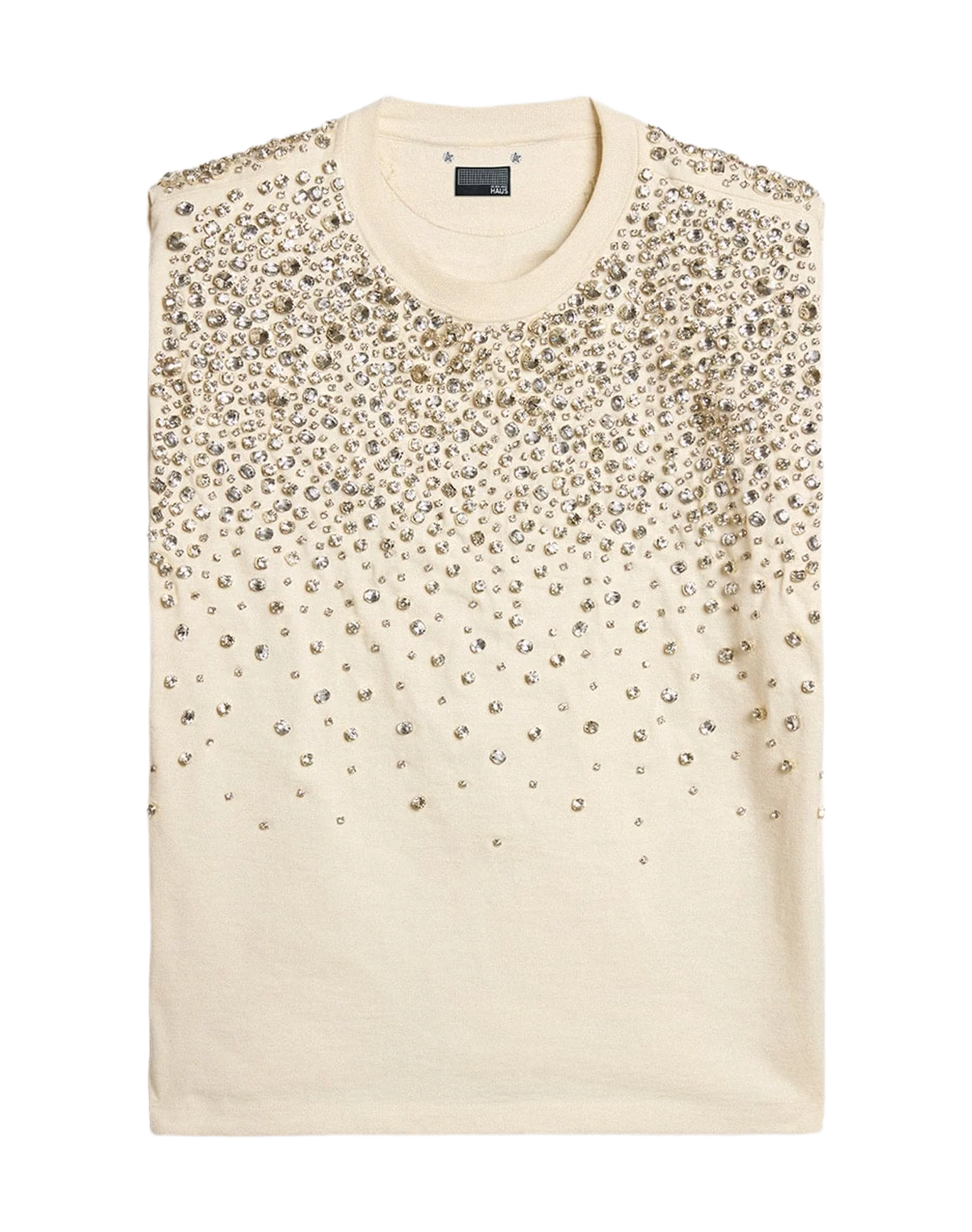 Women | Exclusive Haus Of Dreamers T-Shirt Worn White with Swarovski Embroidery | Artic Wolf x Crystals - Image 6