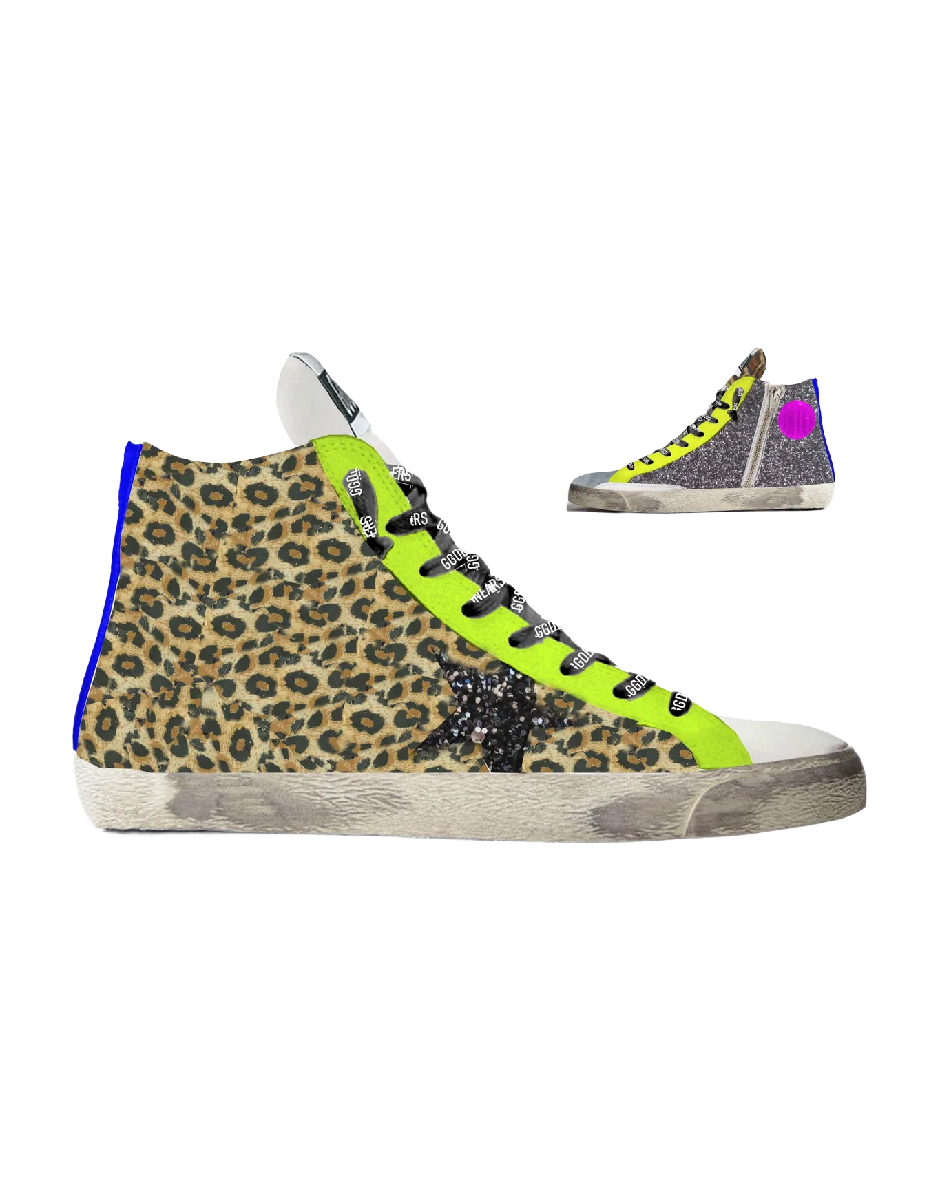 Women | Francy Lab Limited Edition Sneakers with Glitter & Leopard Print - Image 4