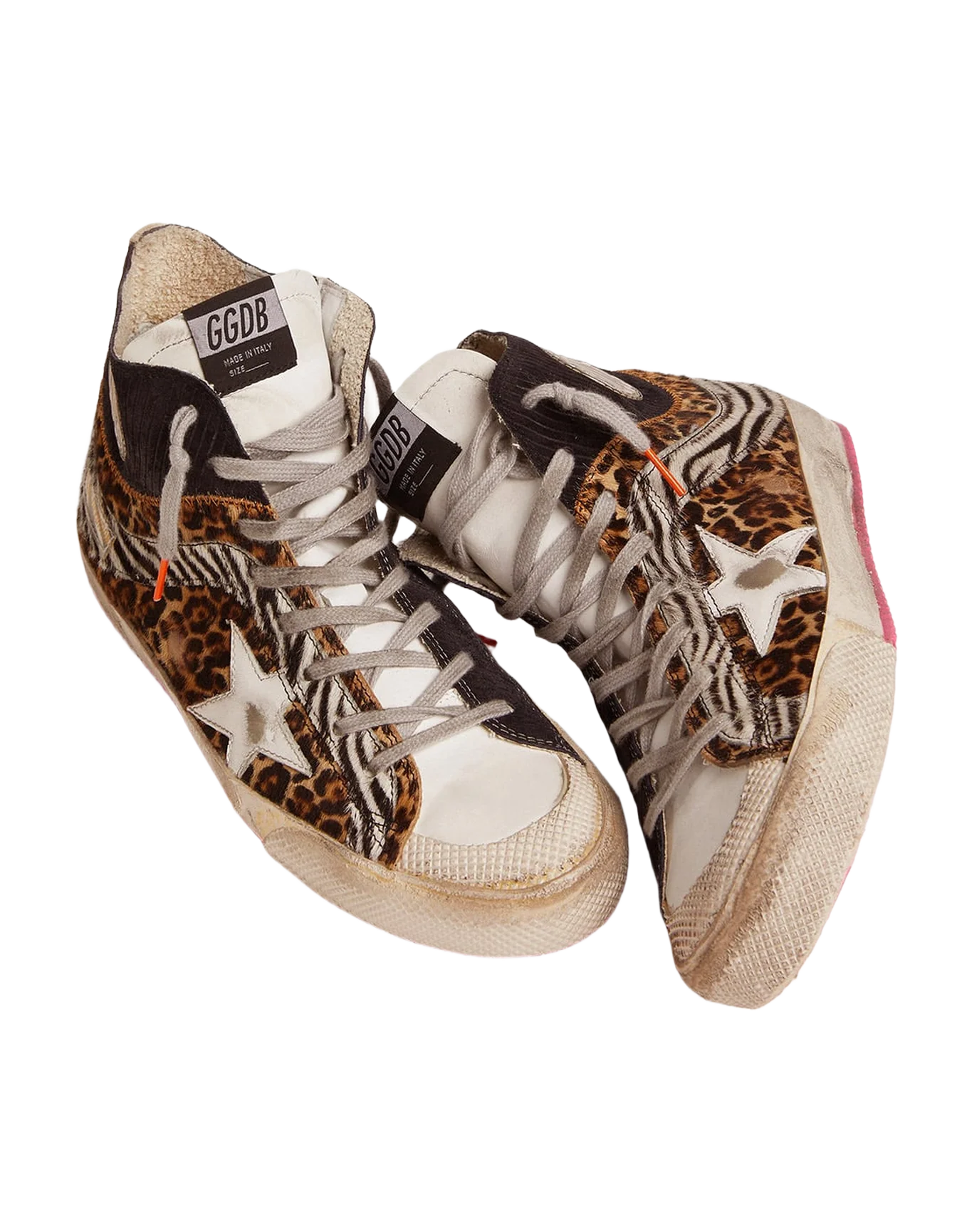 Women | Francy Lab Sneakers with Printed Suede Pony-Skin Upper | Off Black x Beige Brown Black x White Black x White - Image 4
