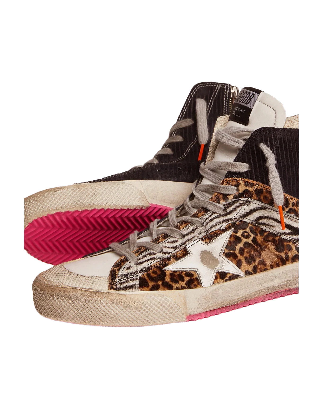 Women | Francy Lab Sneakers with Printed Suede Pony-Skin Upper | Off Black x Beige Brown Black x White Black x White - Image 5
