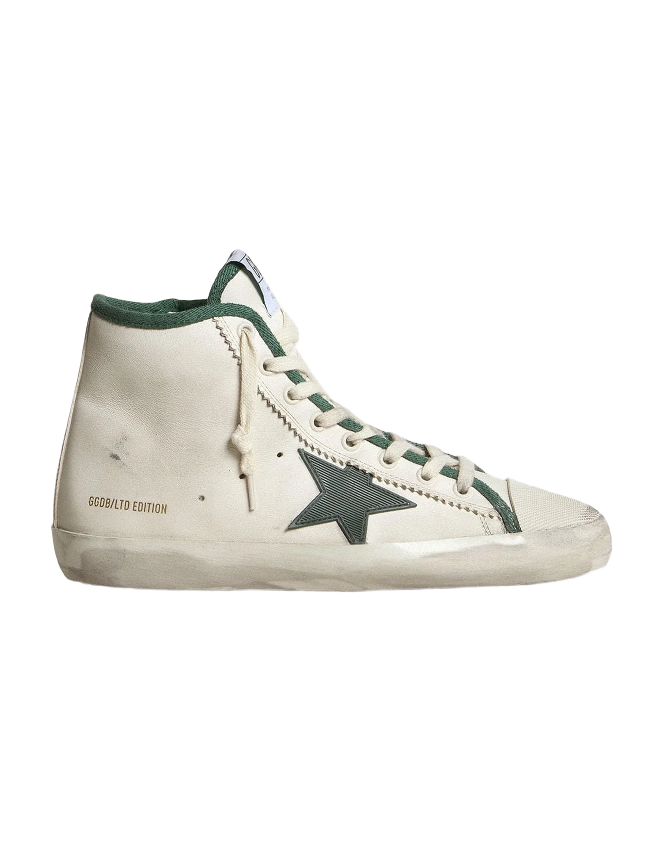 Women | Francy Ltd Nappa Leather with Green Rubber Star | White x Green - Image 7