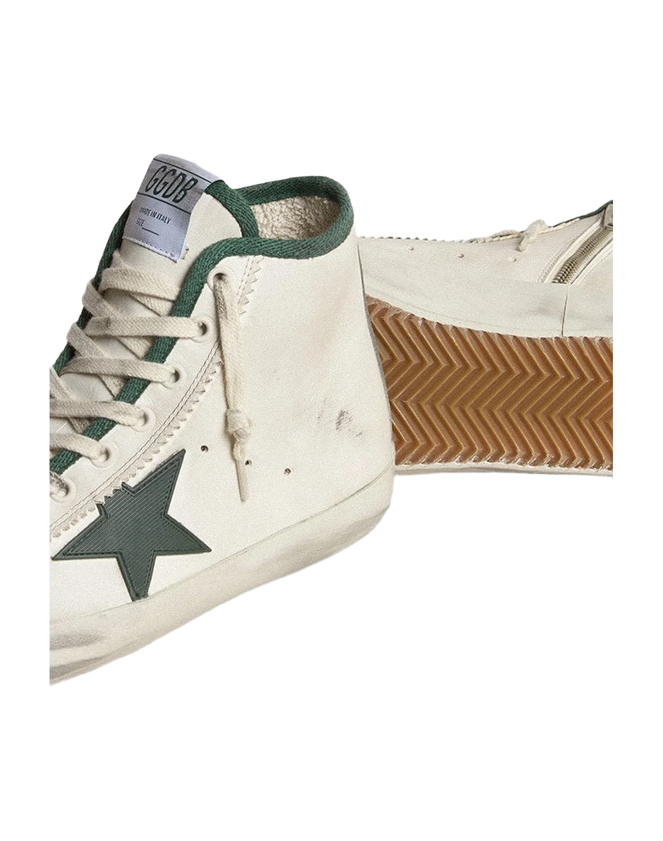 Women | Francy Ltd Nappa Leather with Green Rubber Star | White x Green - Image 8