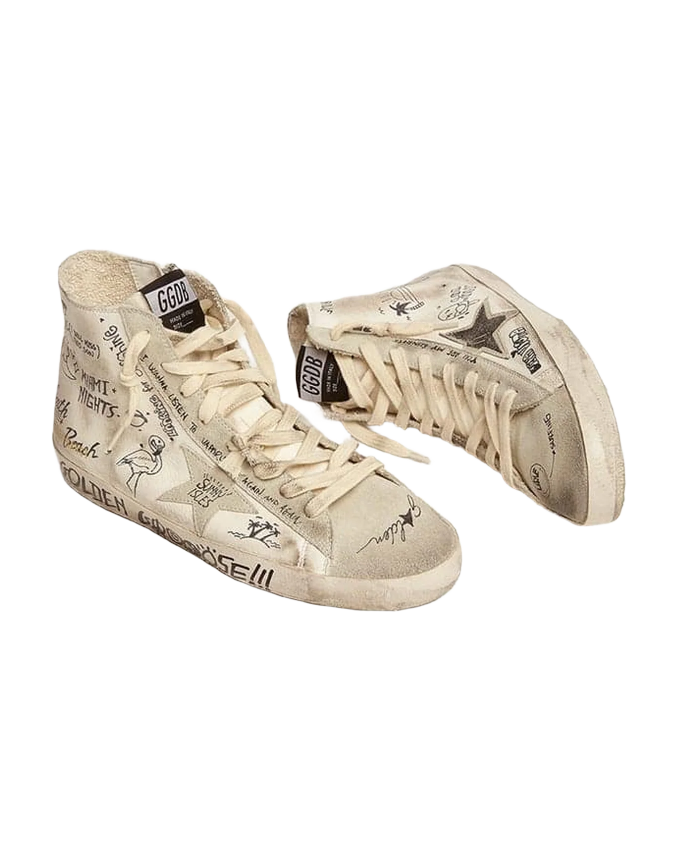 Women | Francy Nappa with Ice-Gray Suede Star & Black Lettering | White x Ice x Black - Image 3