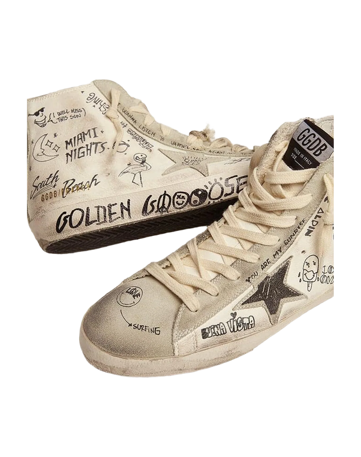Women | Francy Nappa with Ice-Gray Suede Star & Black Lettering | White x Ice x Black - Image 5